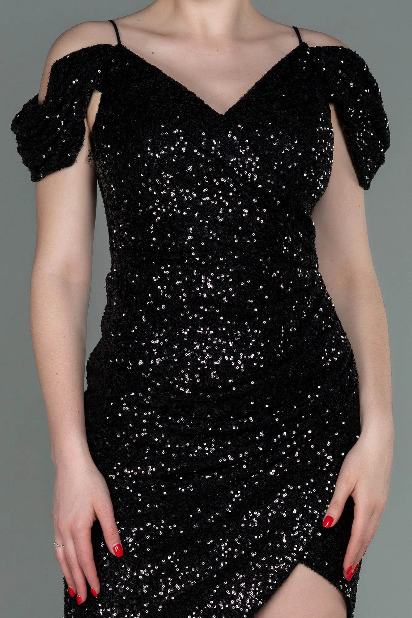 Black-Midi Scaly Invitation Dress ABK1748
