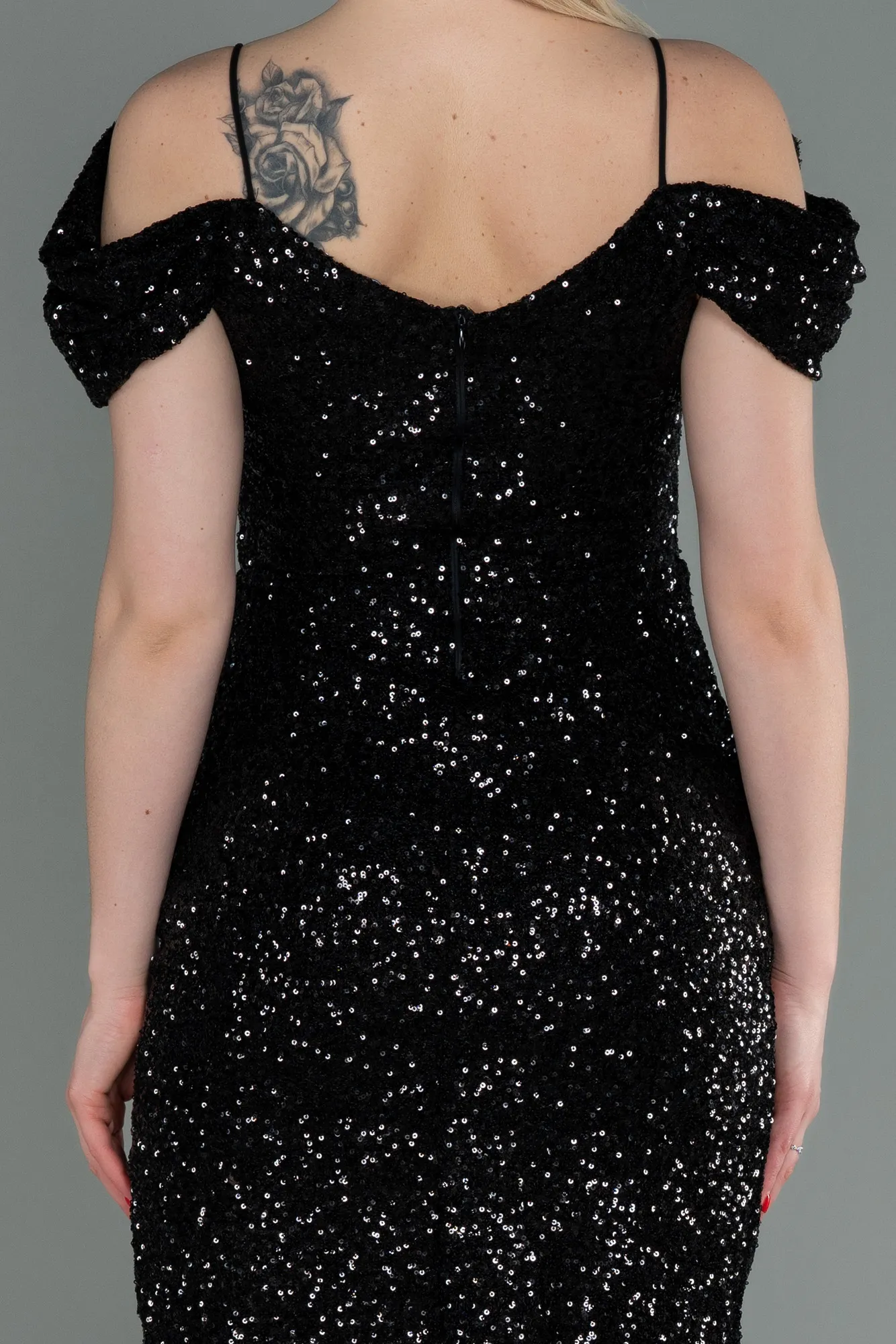 Black-Midi Scaly Invitation Dress ABK1748