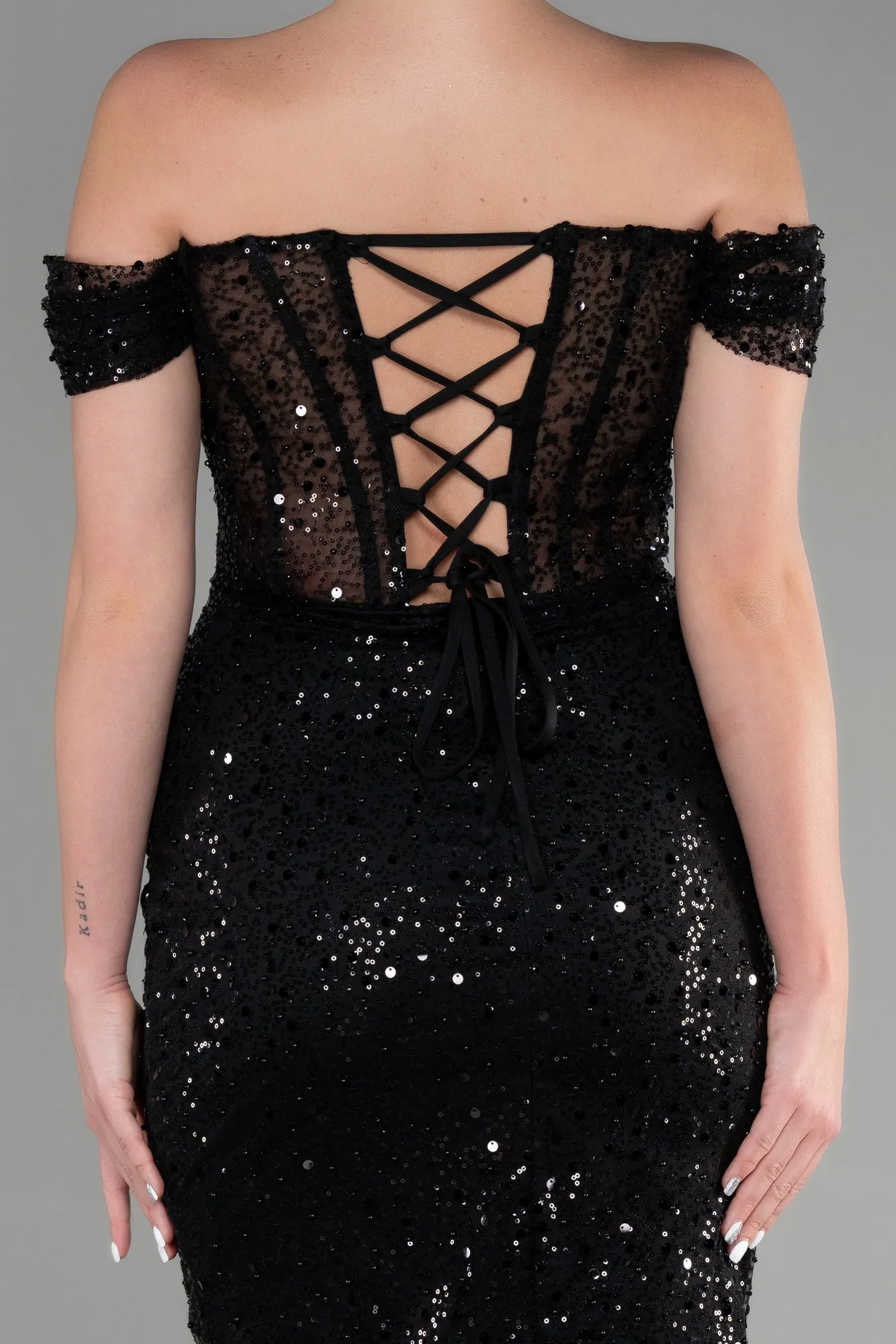 Black-Midi Scaly Invitation Dress ABK1934