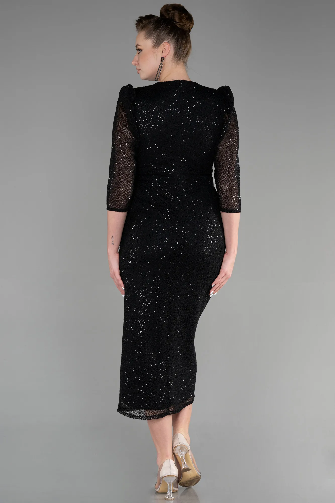 Black-Midi Scaly Invitation Dress ABK1935