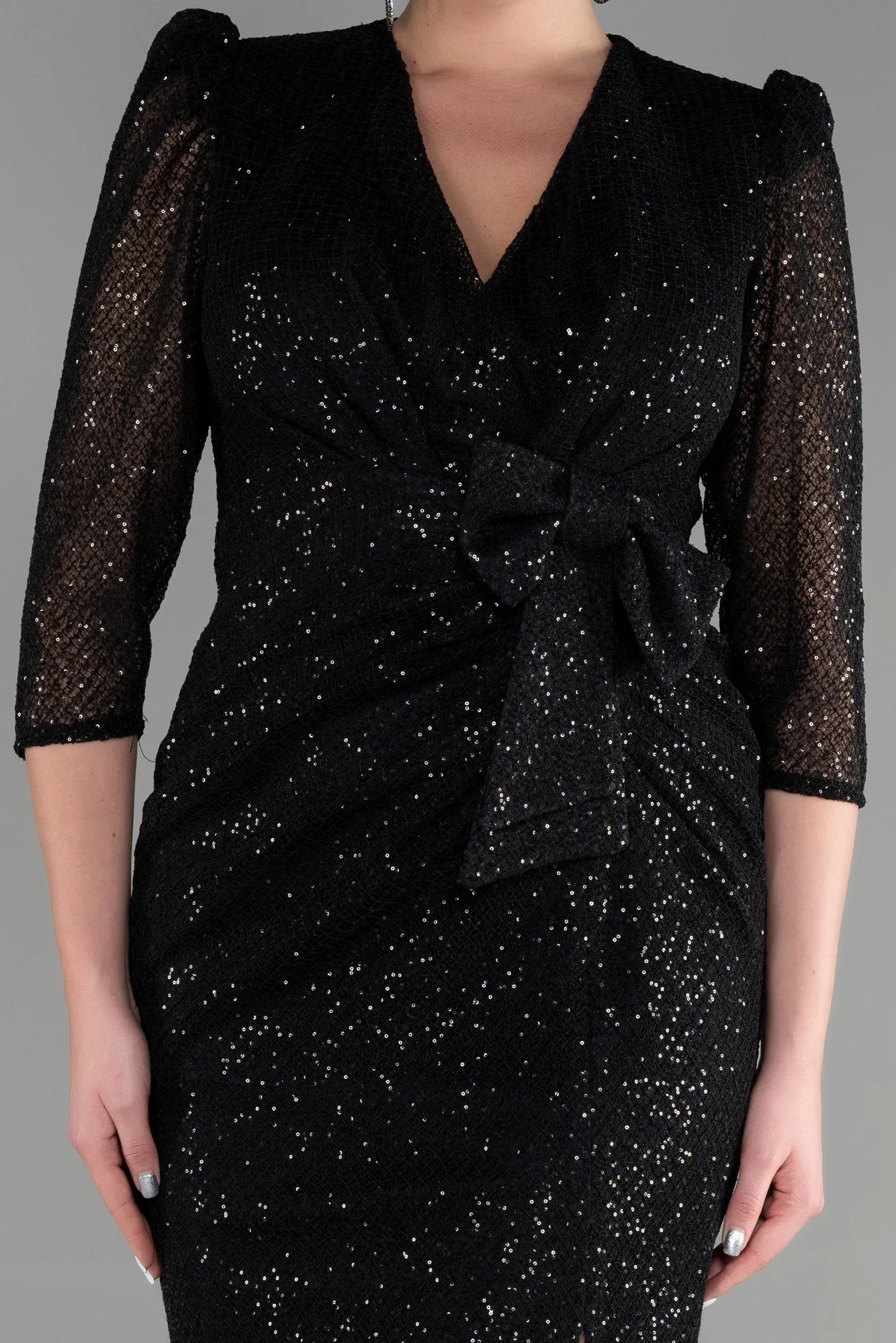 Black-Midi Scaly Invitation Dress ABK1935