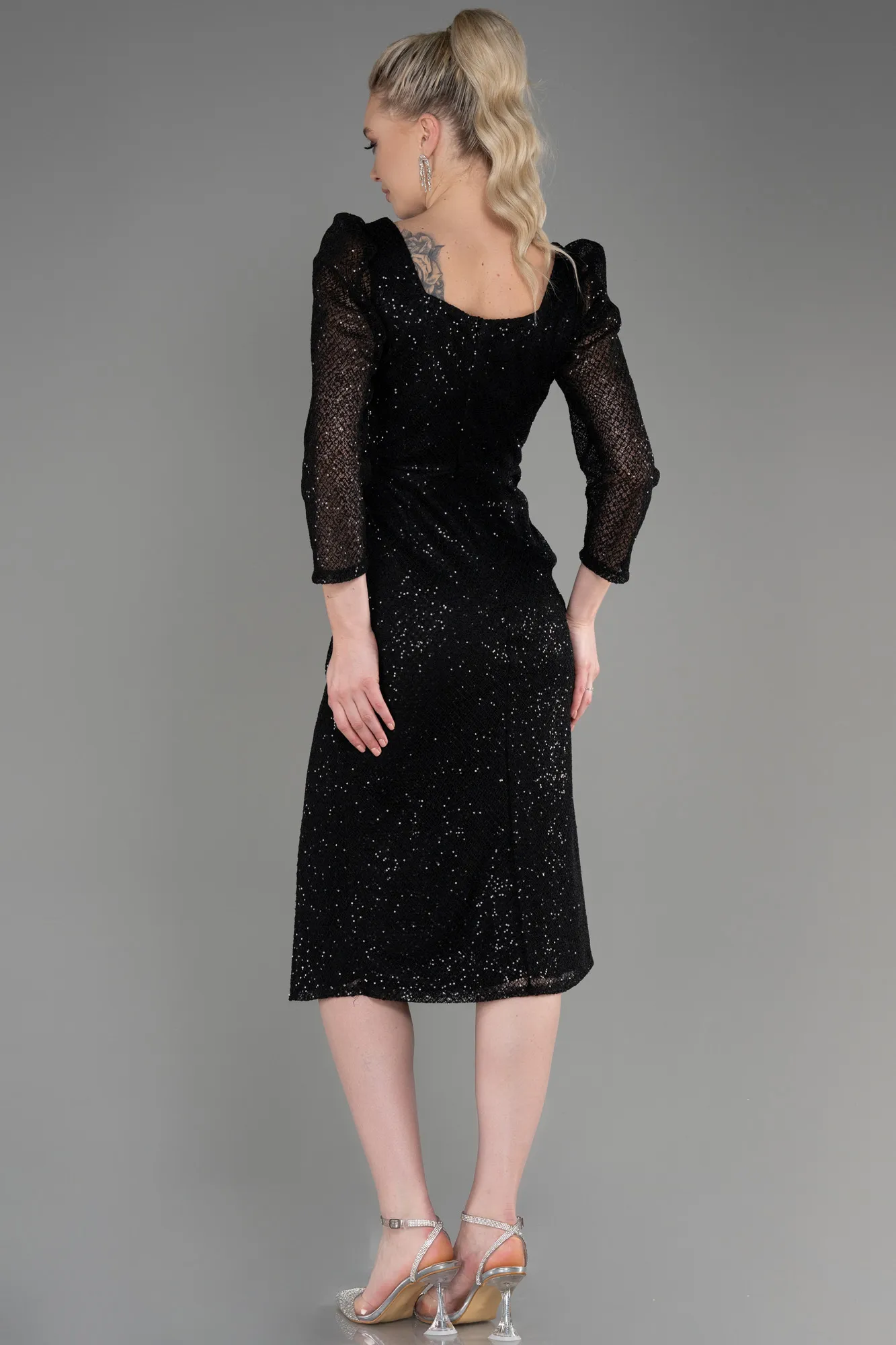 Black-Midi Scaly Night Dress ABK1936