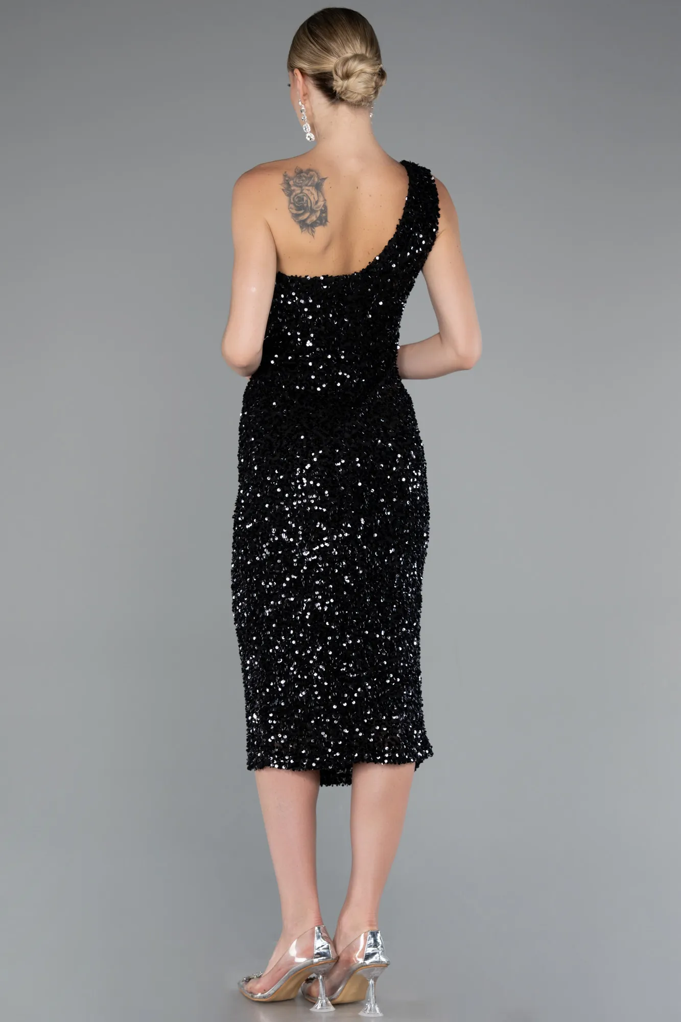 Black-Midi Scaly Party Dress ABK2377