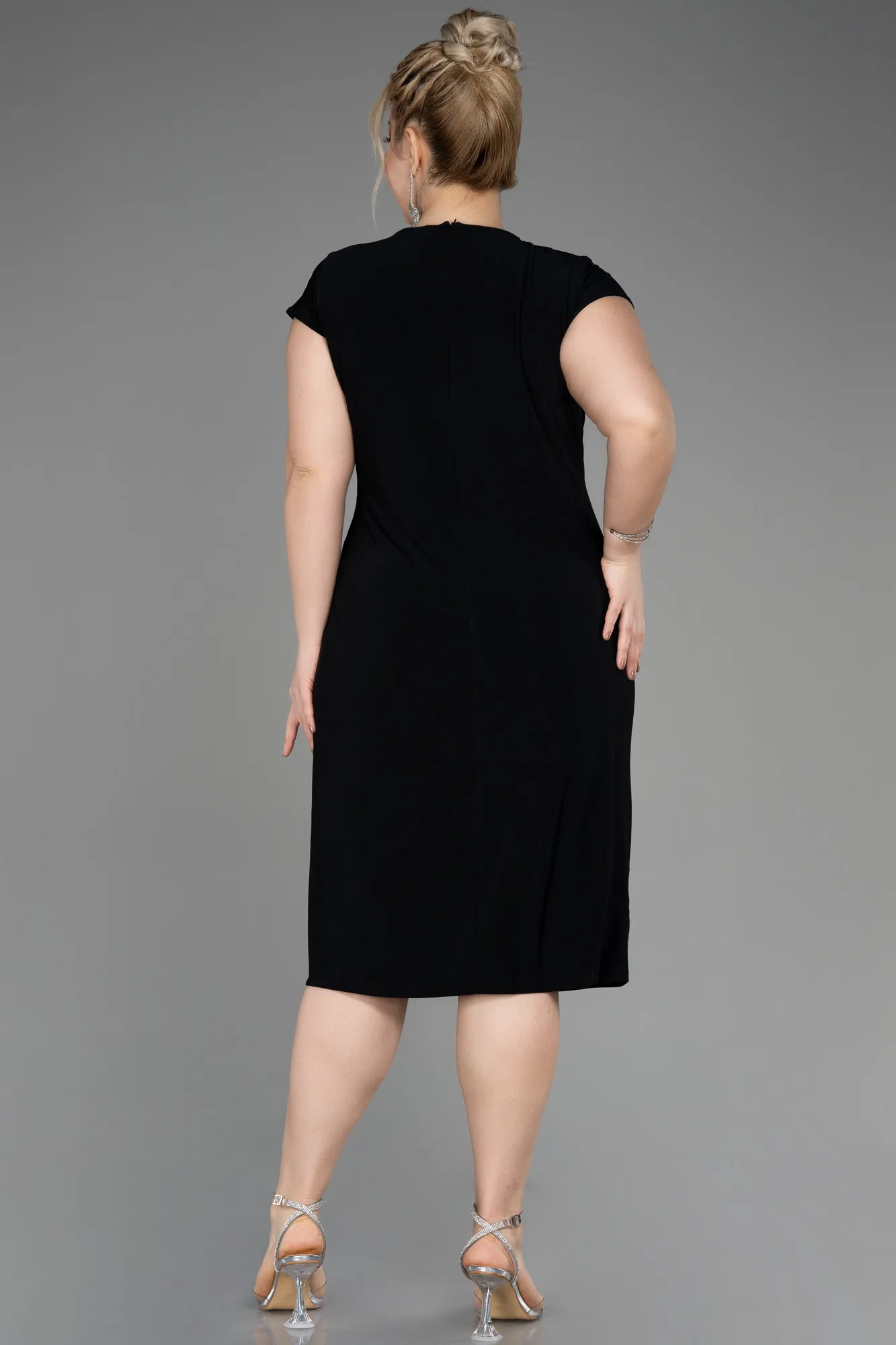 Black-Midi Scaly Plus Size Cocktail Dress ABK2029