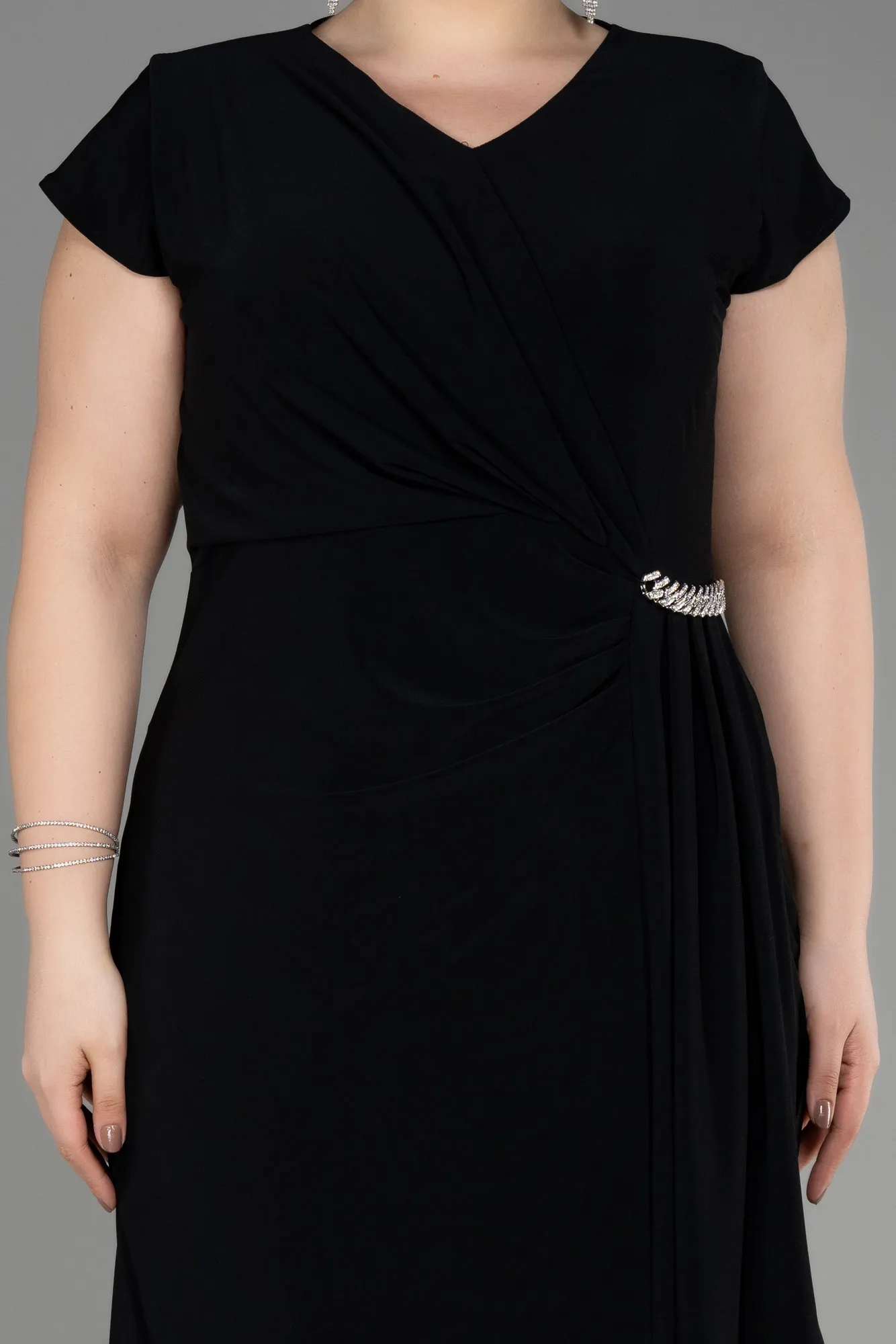 Black-Midi Scaly Plus Size Cocktail Dress ABK2029
