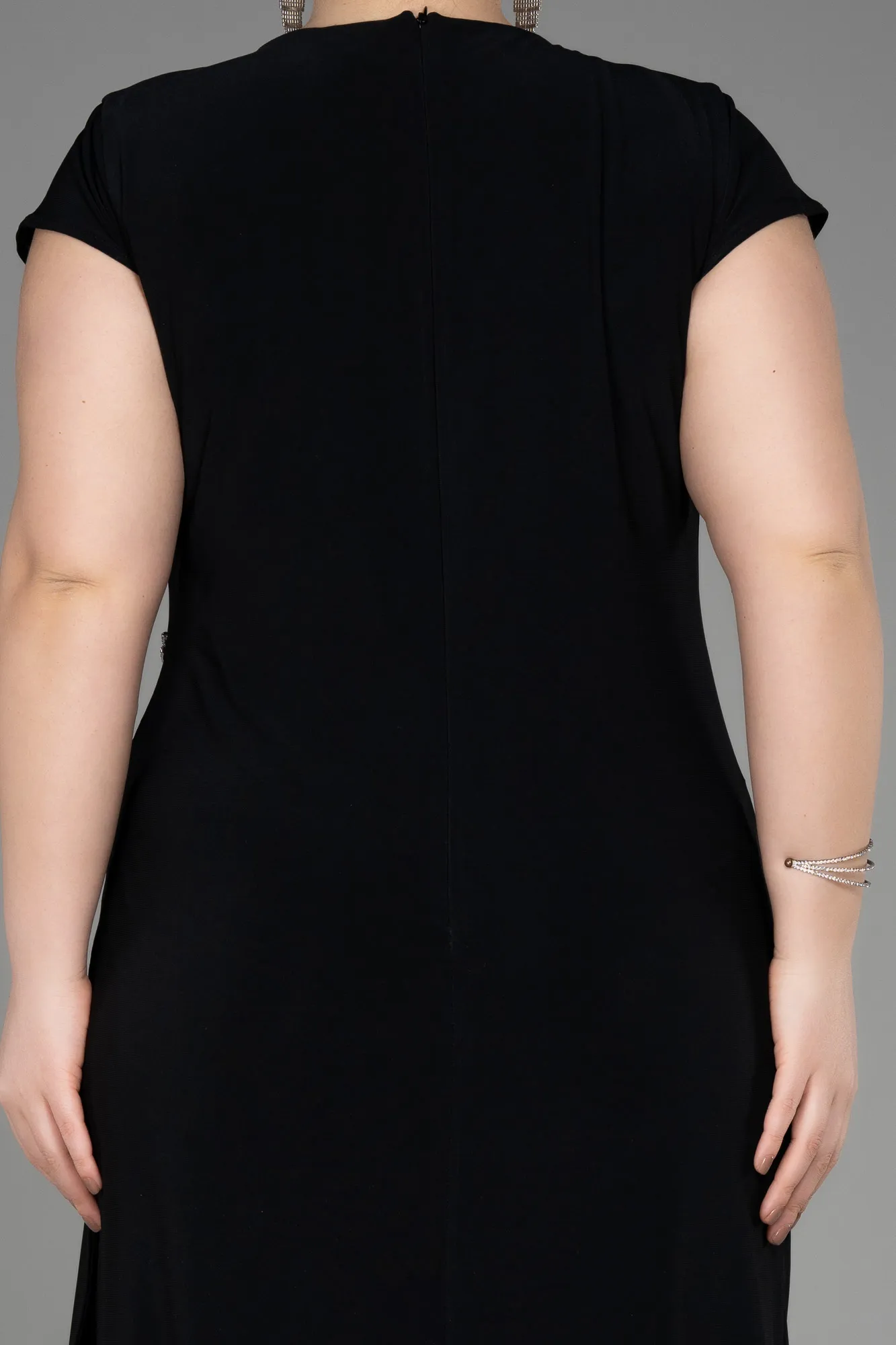 Black-Midi Scaly Plus Size Cocktail Dress ABK2029