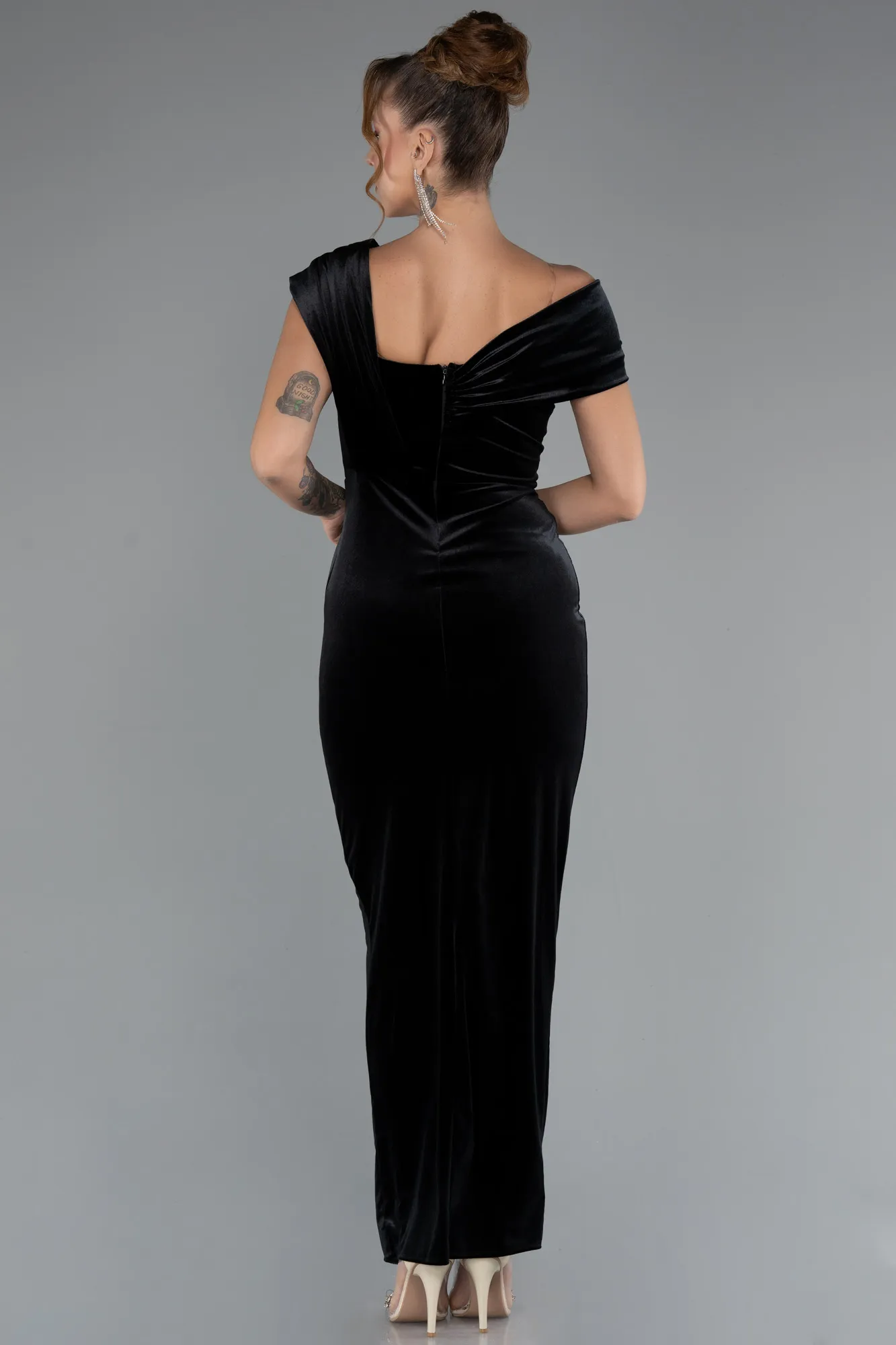 Black-Midi Velvet Party Dress ABK2454