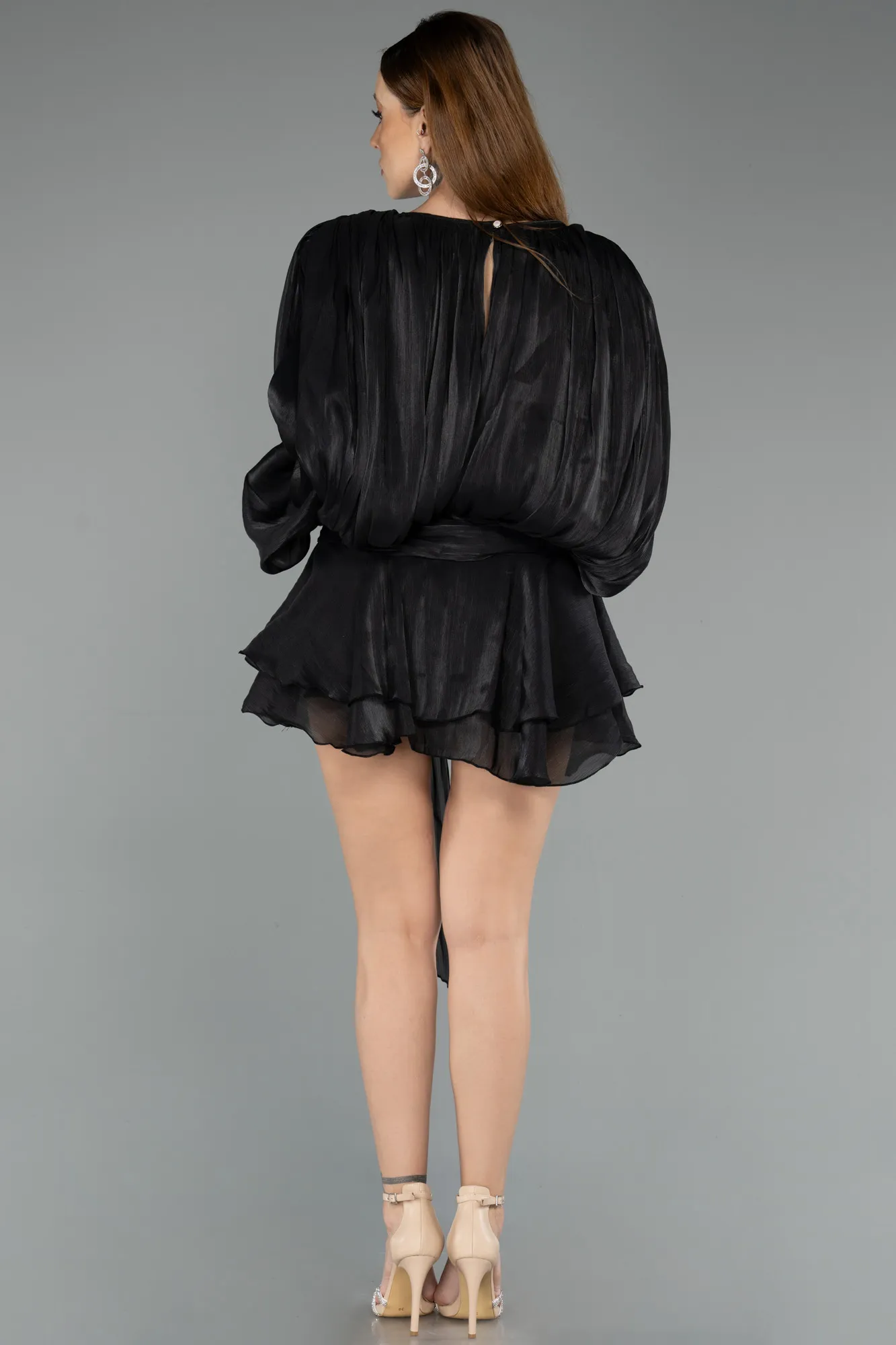 Black-Mini Chiffon Party Dress ABK2499