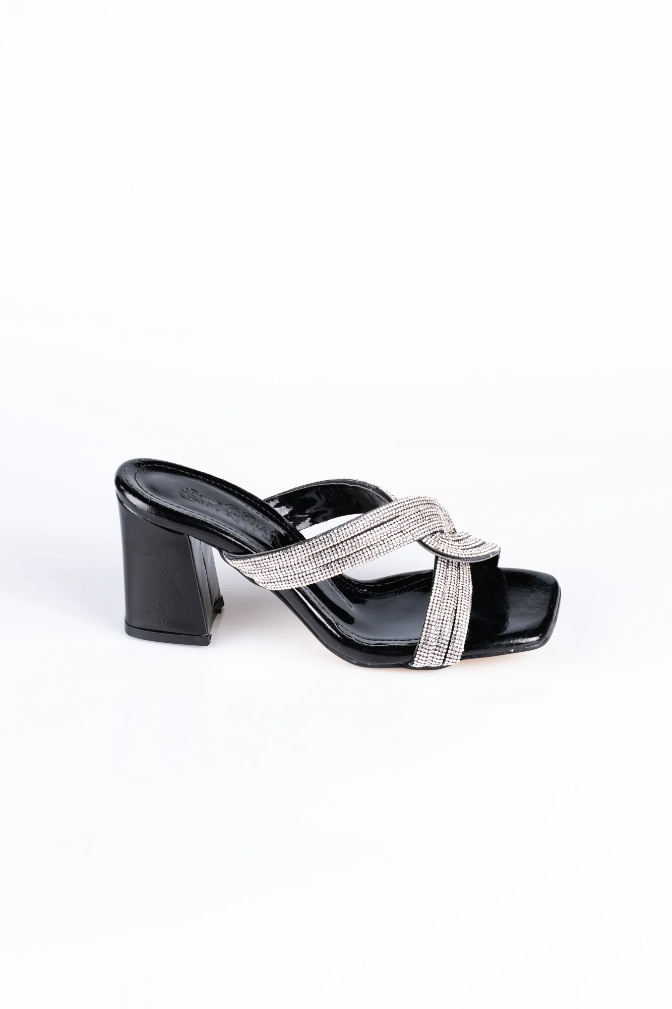 Black-Mirror Evening Heeled Slippers AB1073