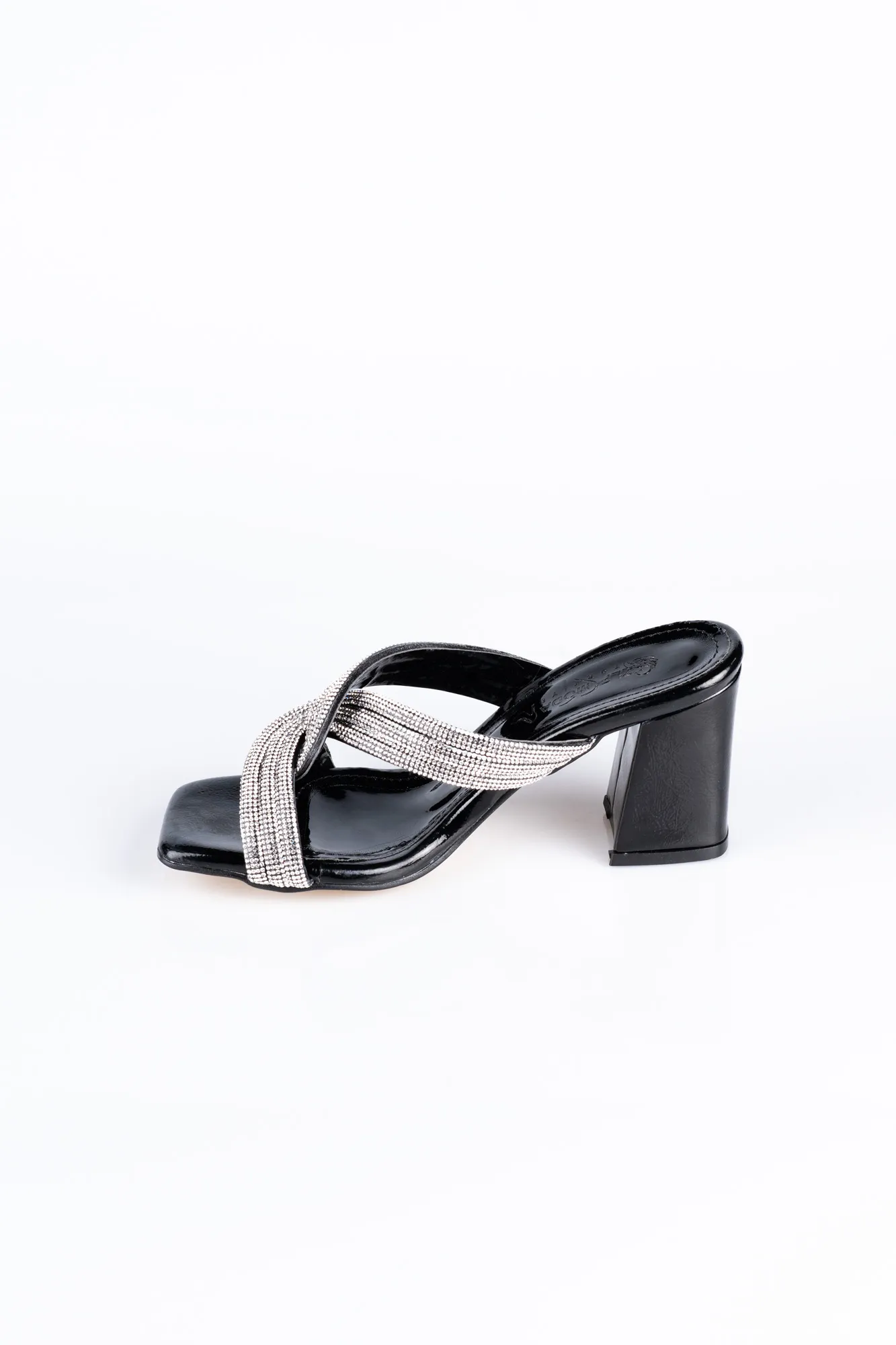 Black-Mirror Evening Heeled Slippers AB1073