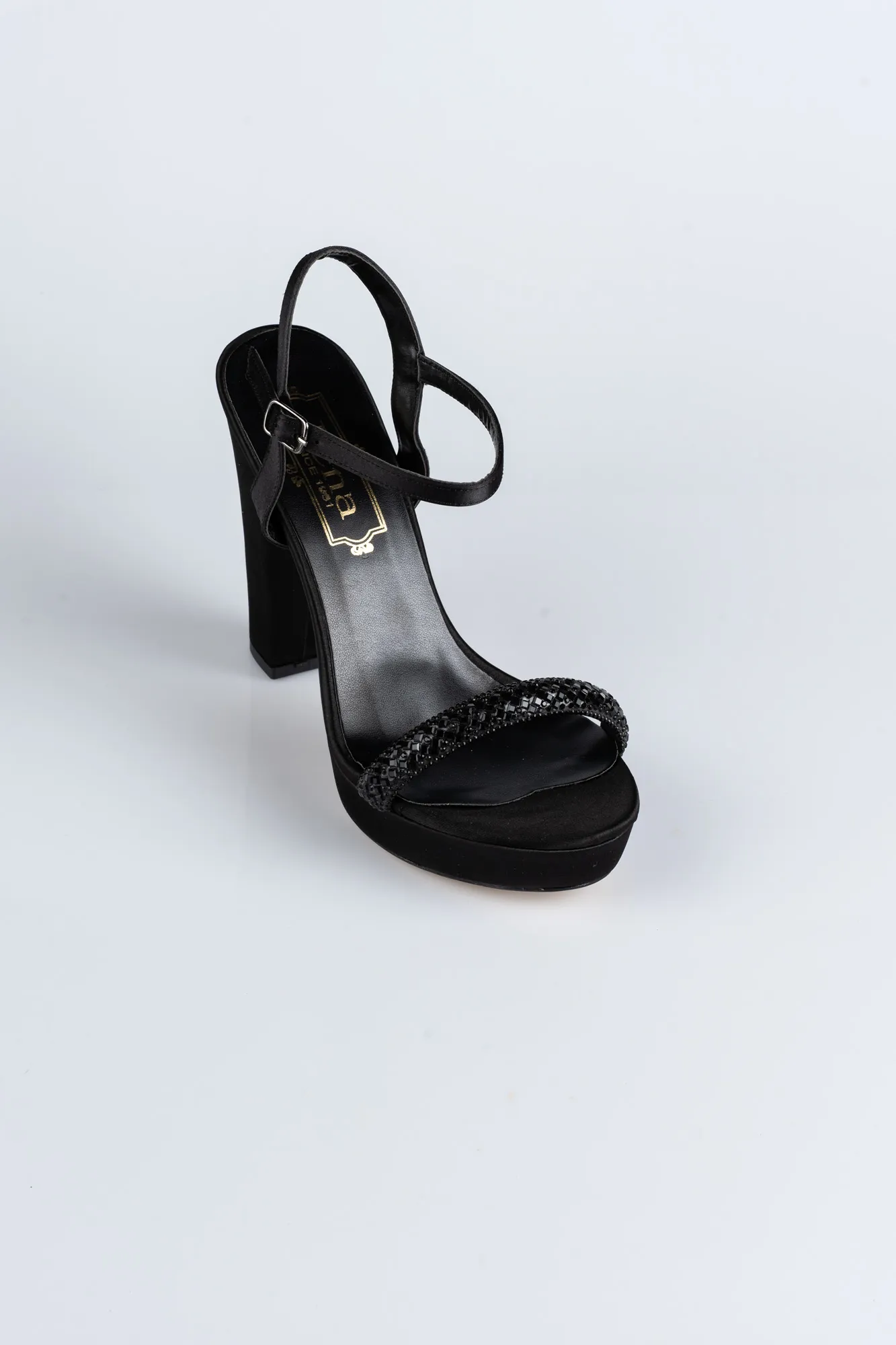 Black-Satin Platform Heel MJ5159