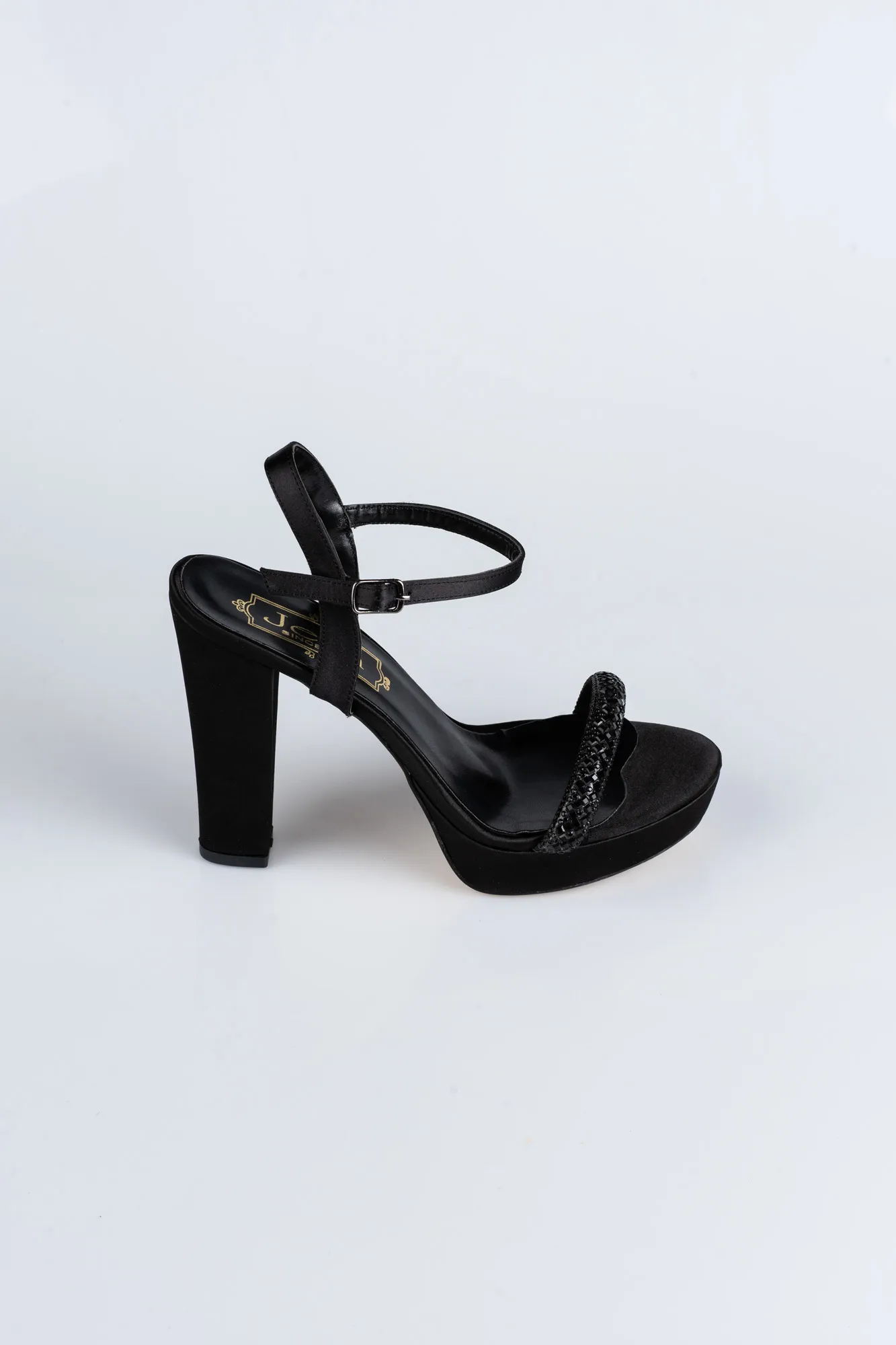 Black-Satin Platform Heel MJ5159