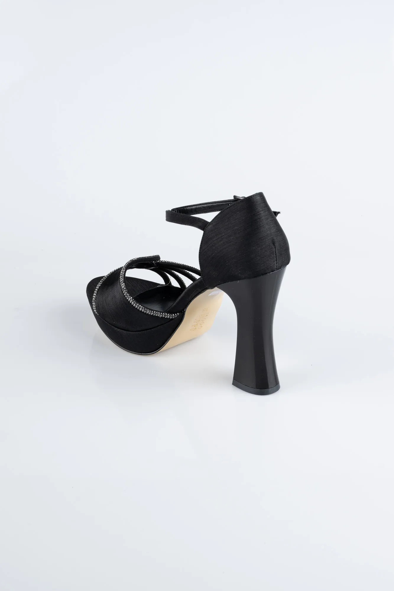 Black-Satin Platform Heel MJS3409