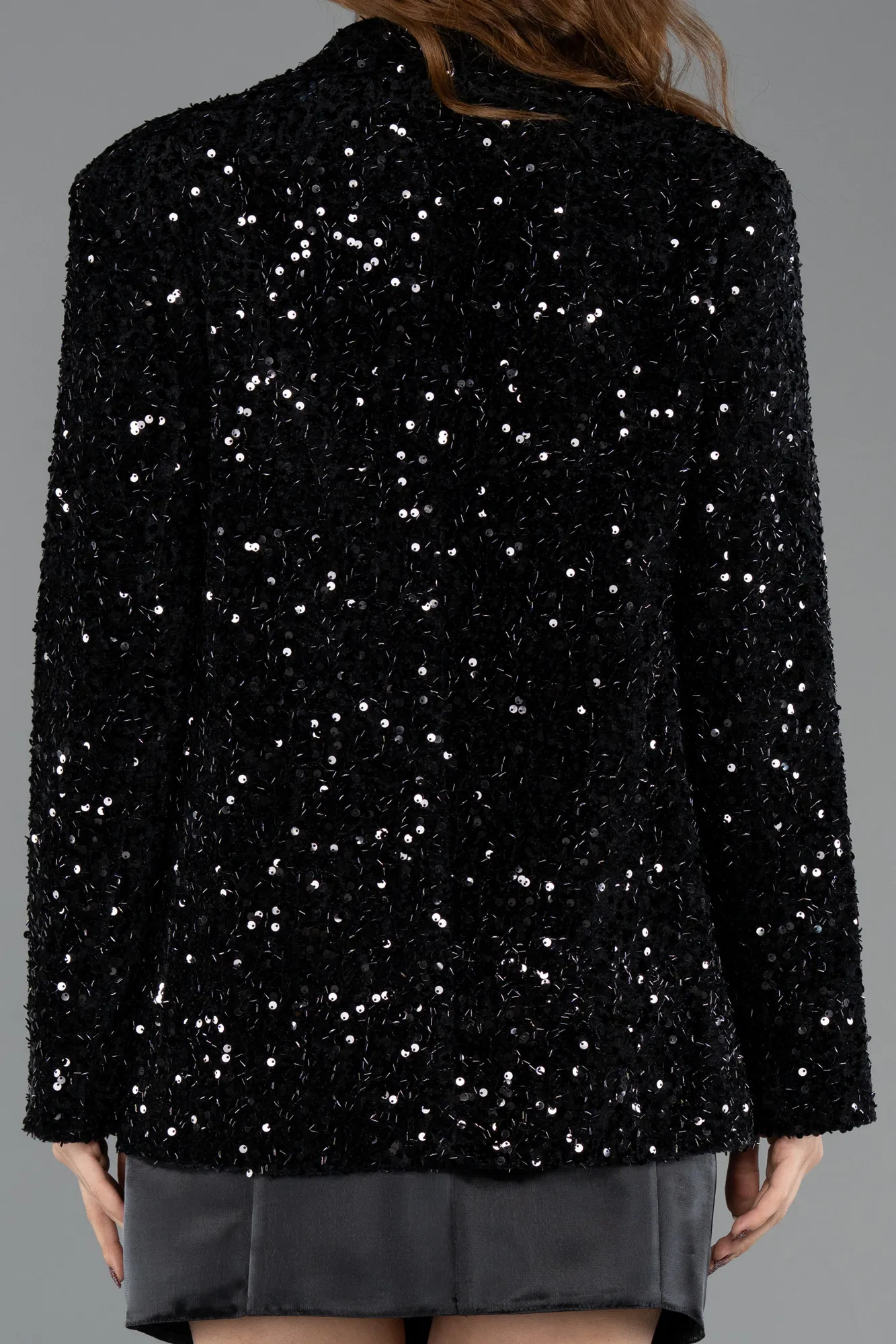 Black-Sequined Velvet Evening Jacket CR5009