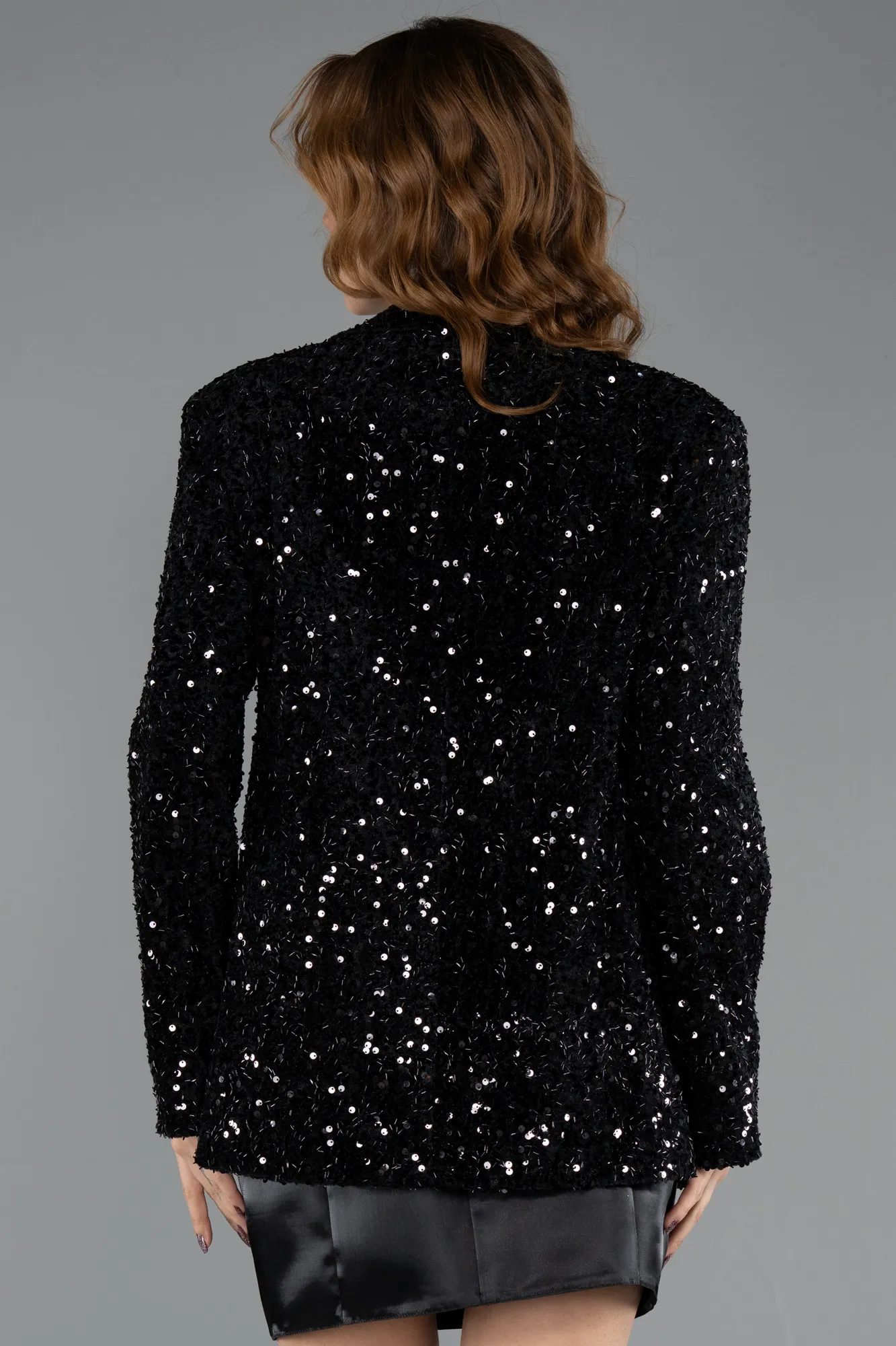 Black-Sequined Velvet Evening Jacket CR5009