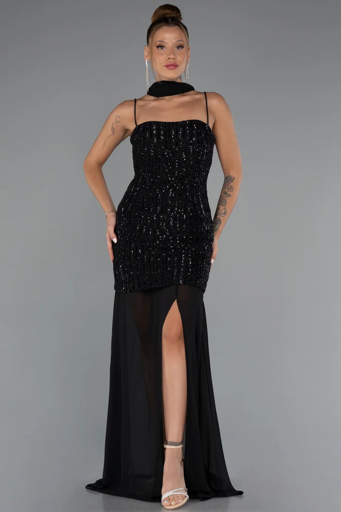 Black-Short Beaded Evening Dress ABK2443