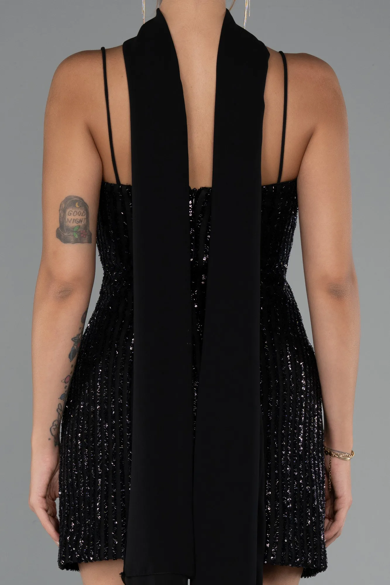 Black-Short Beaded Evening Dress ABK2443