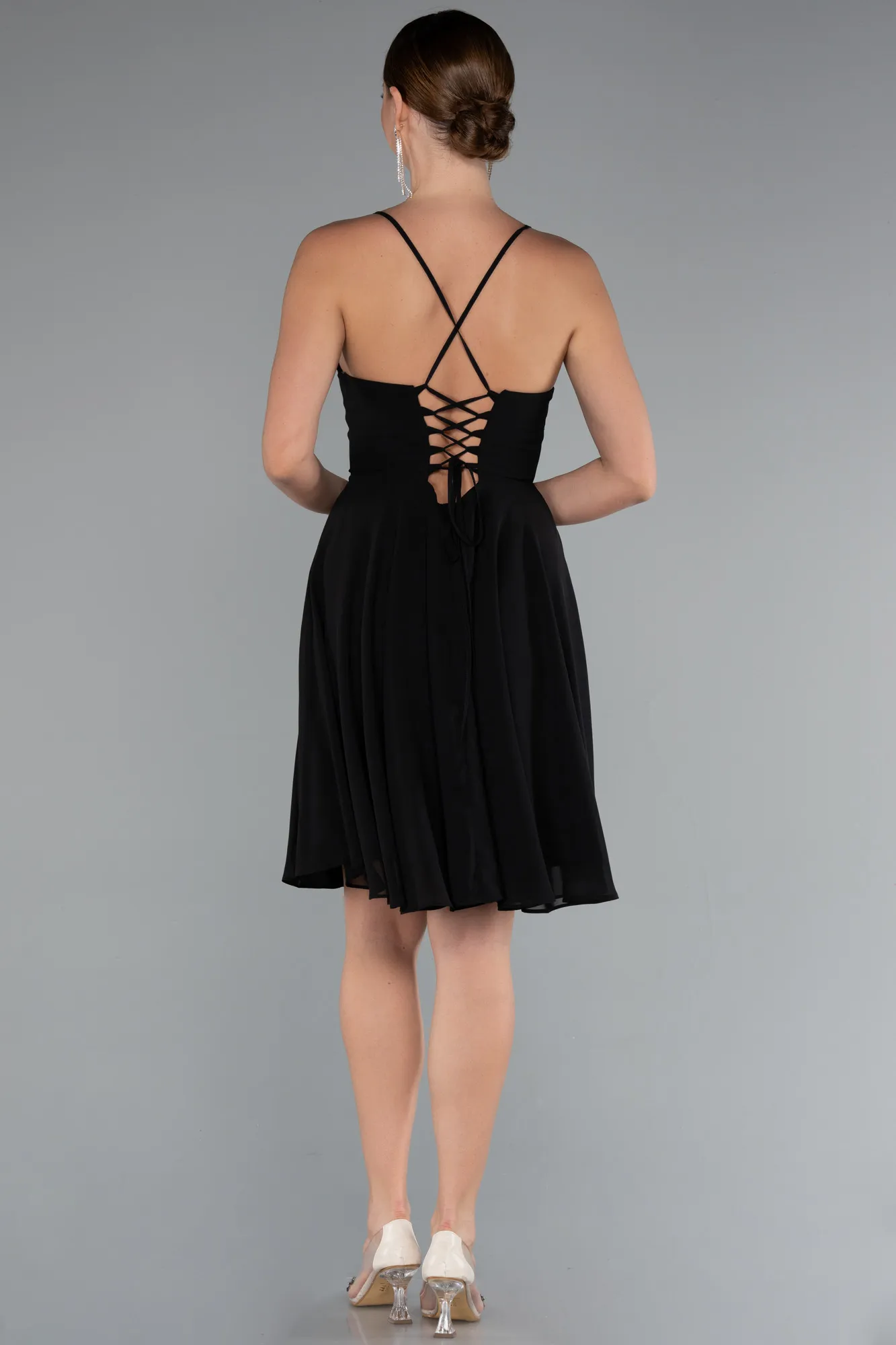 Black-Short Chiffon Cocktail Dress ABK2358