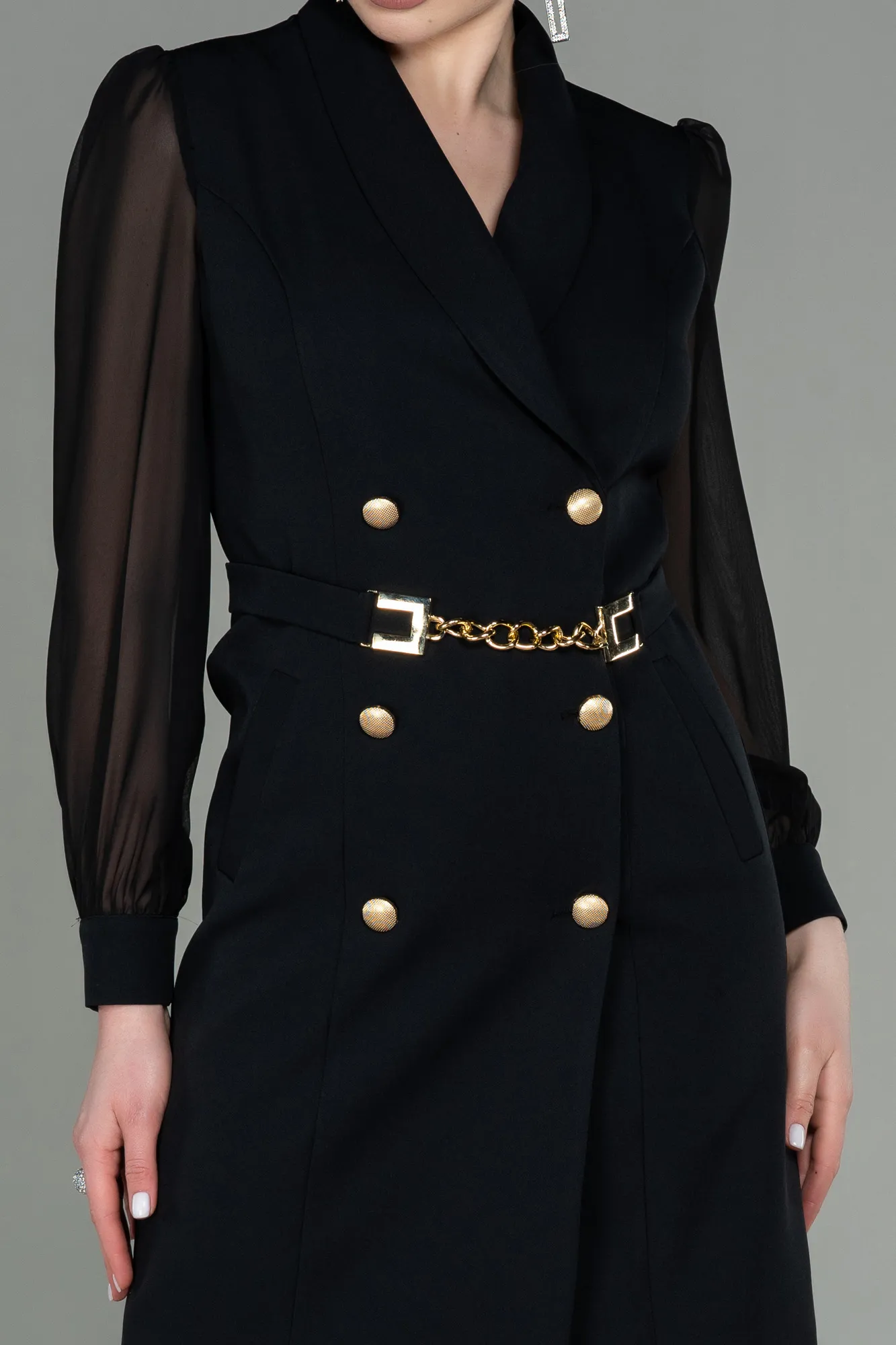 Black-Short Chiffon Invitation Dress ABK1663