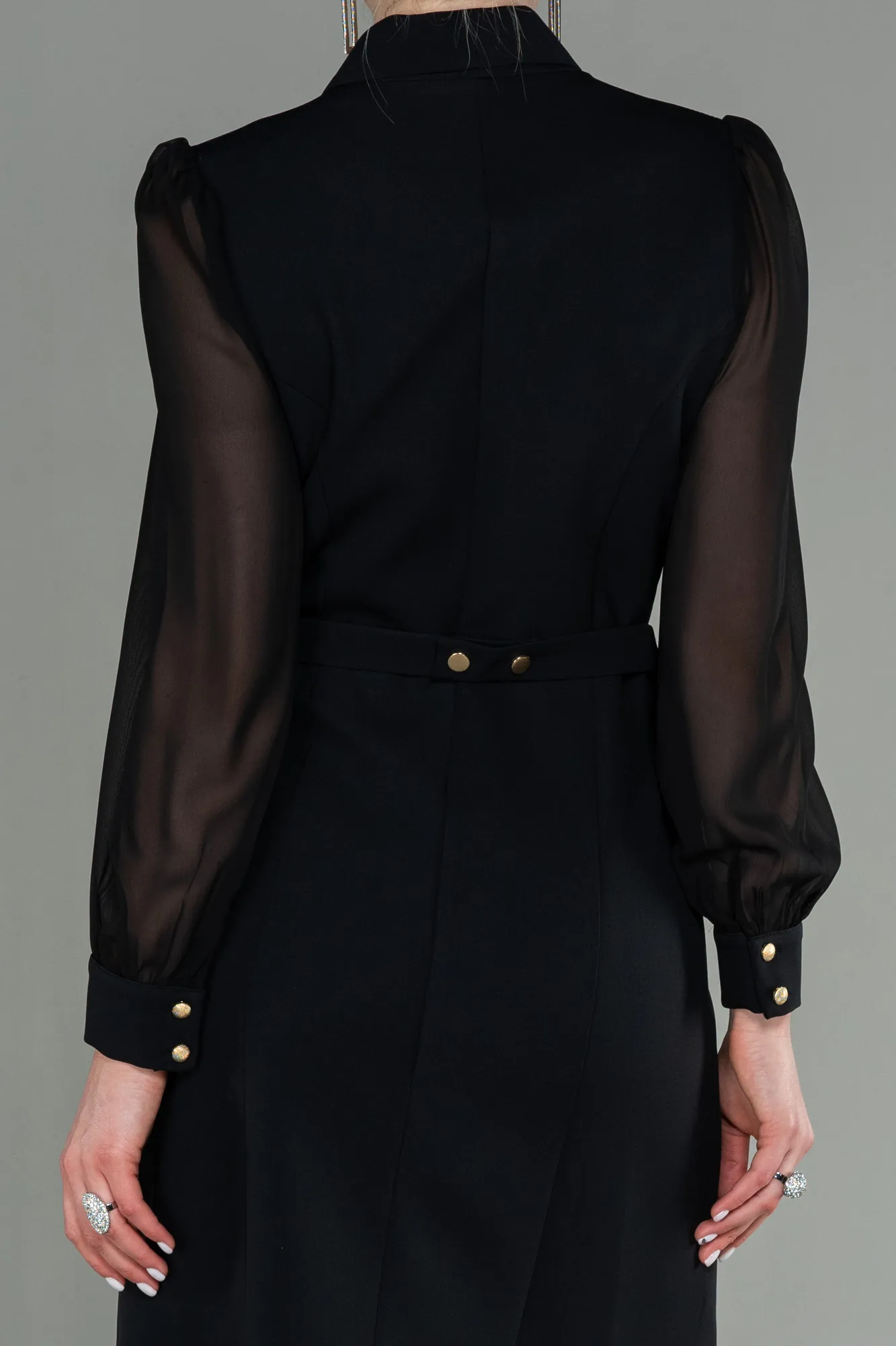 Black-Short Chiffon Invitation Dress ABK1663