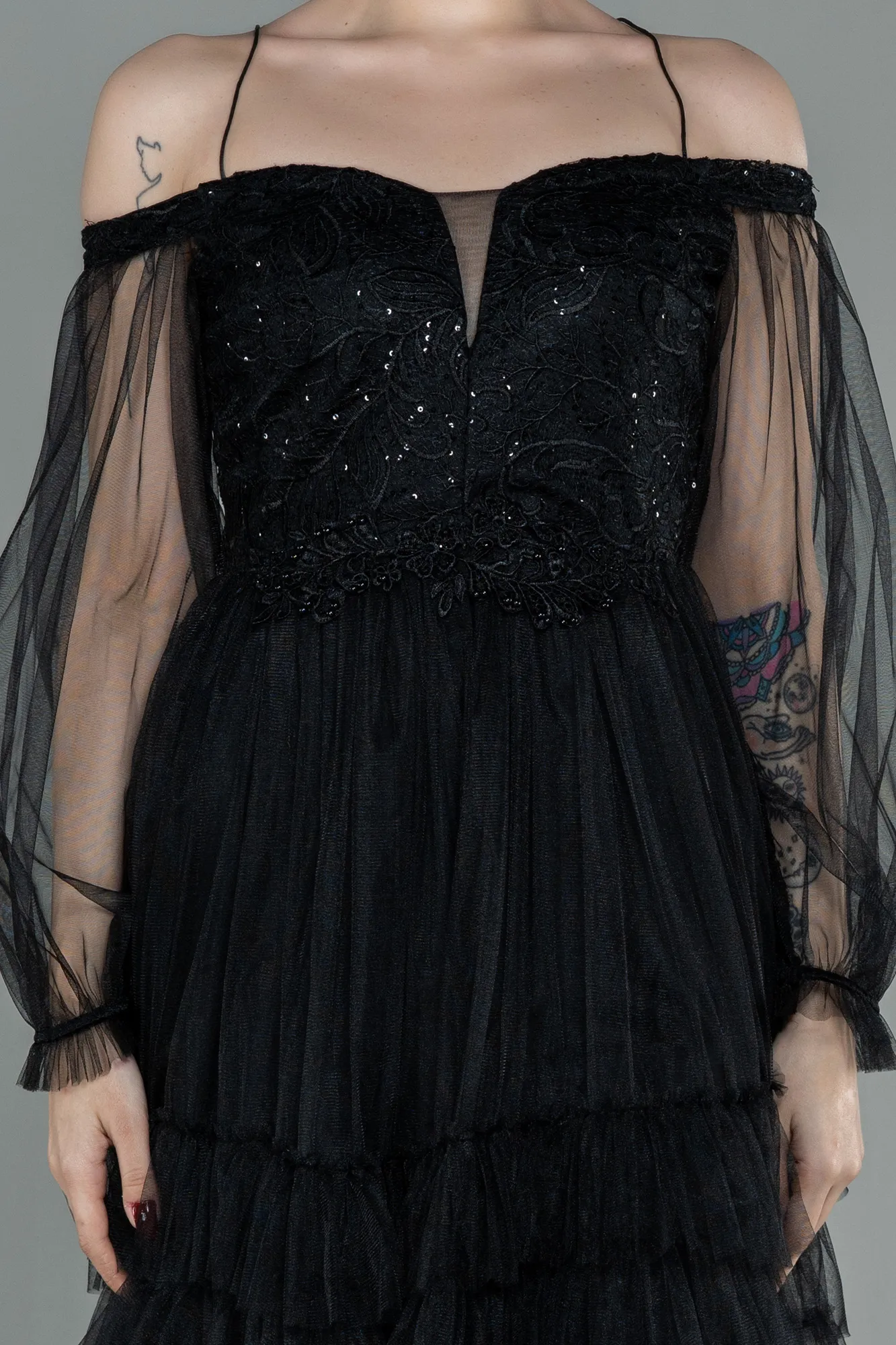 Black-Short Invitation Dress ABK992