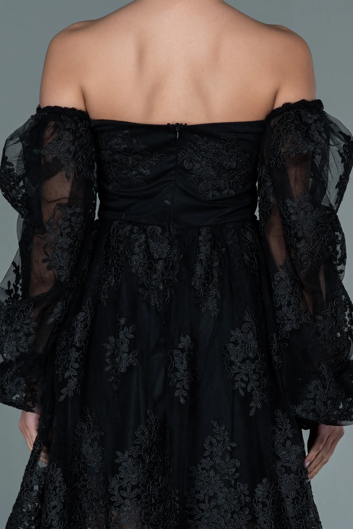 Black-Short Laced Invitation Dress ABK1549