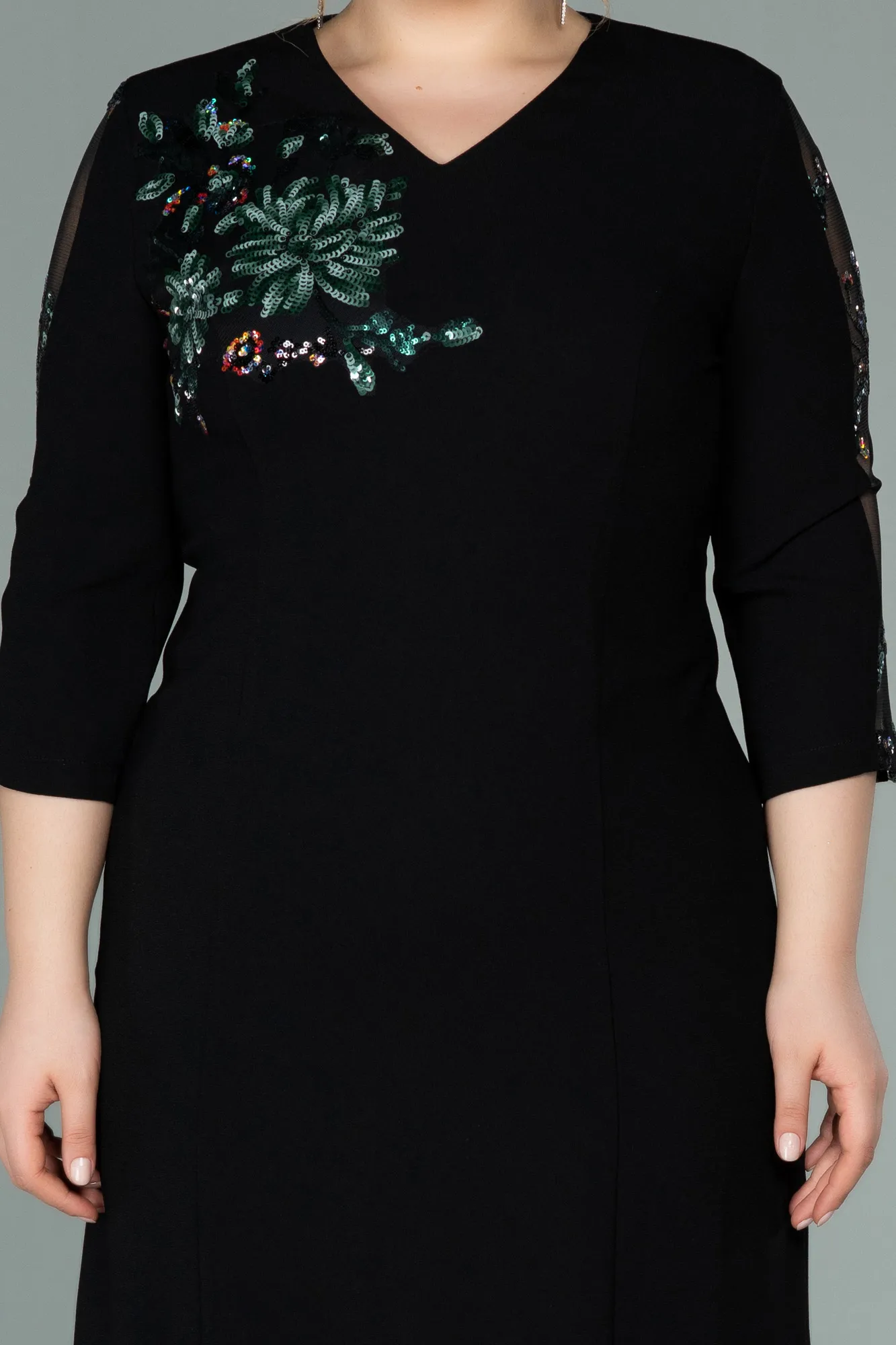 Black-Short Oversized Evening Dress ABK1286