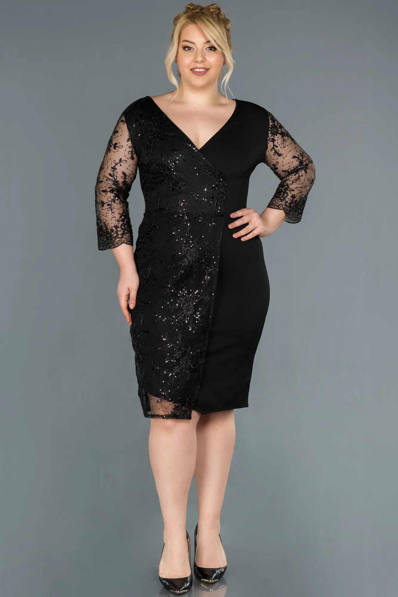 Black-Short Oversized Evening Dress ABK833