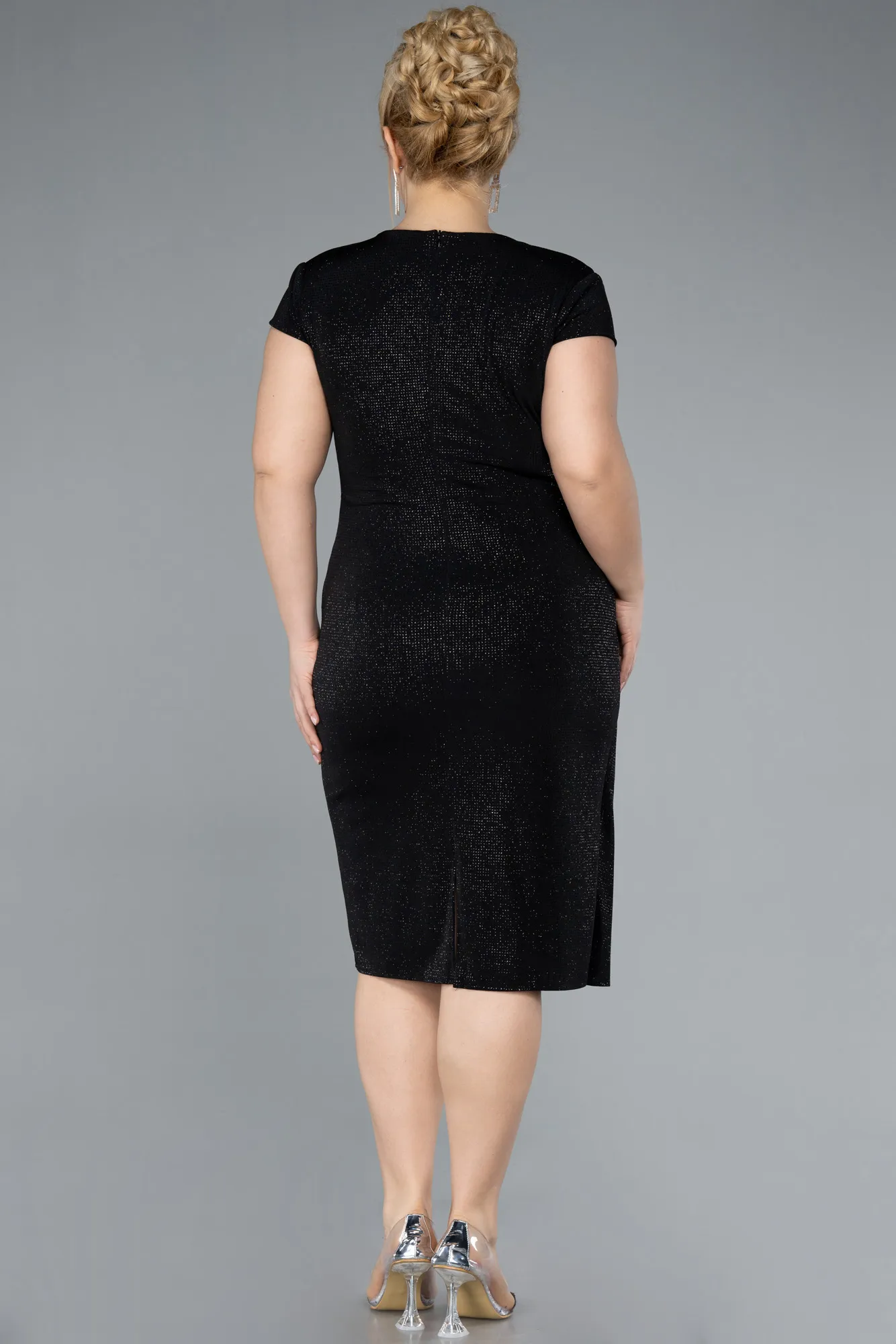 Black-Short Plus Size Cocktail Dress ABK2231