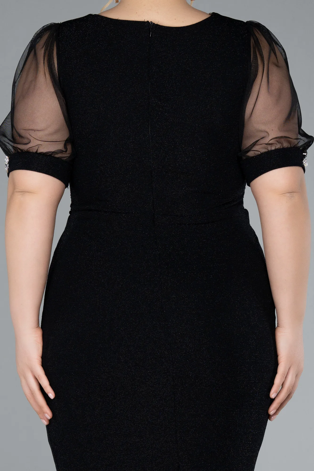Black-Short Plus Size Cocktail Dress ABK2247