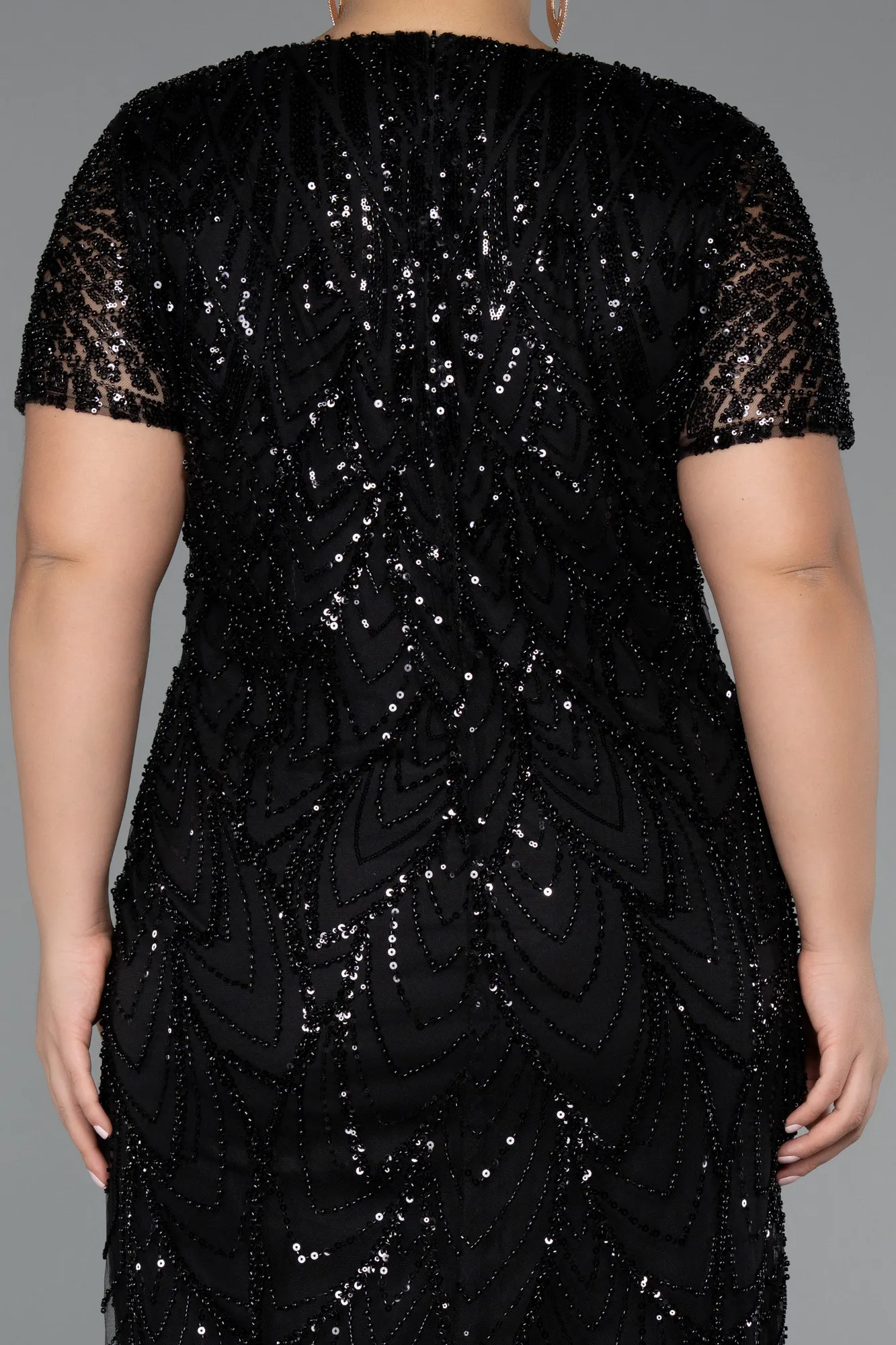 Black-Short Plus Size Cocktail Dress ABK2380