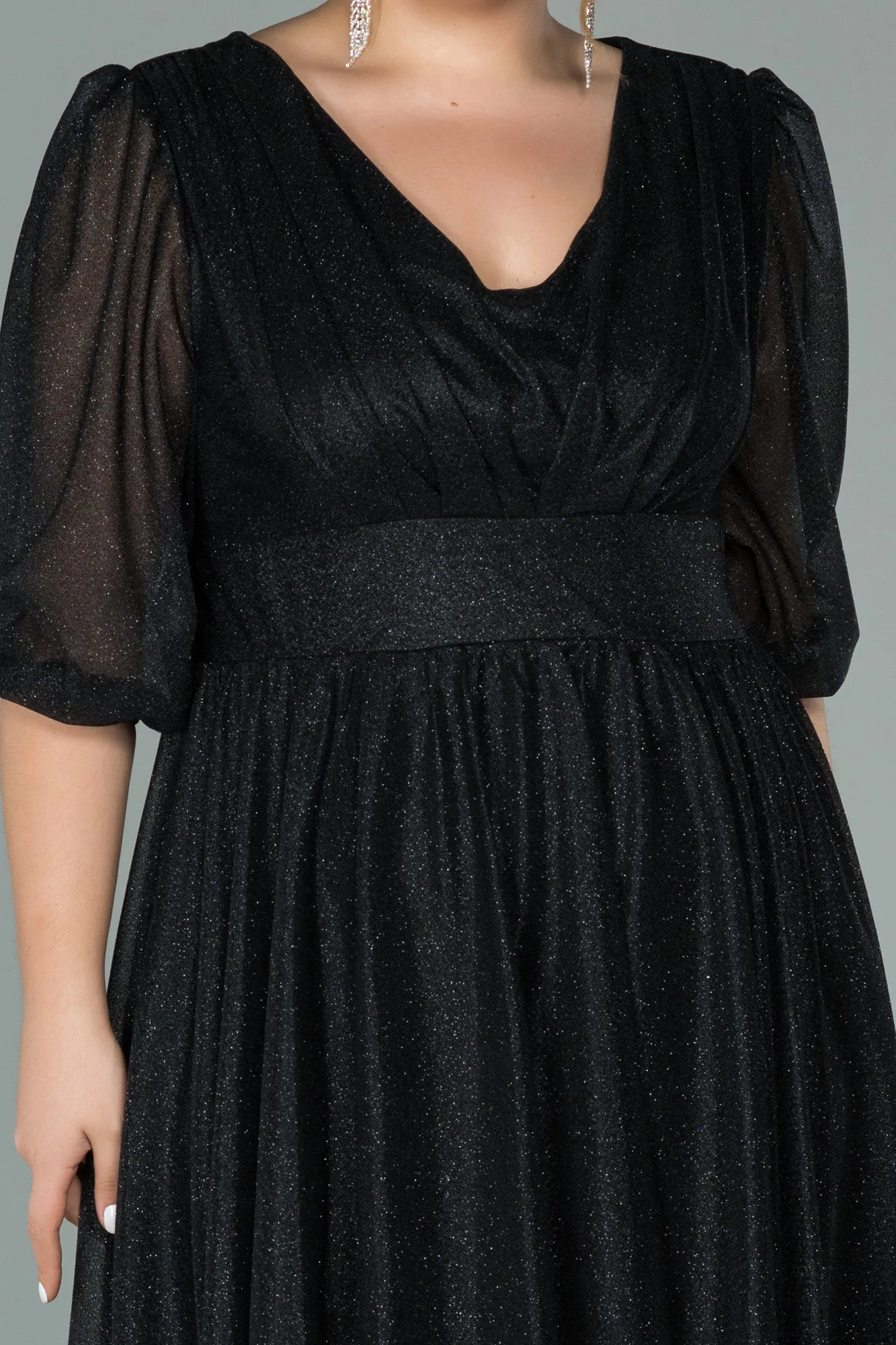 Black-Short Plus Size Evening Dress ABK1098