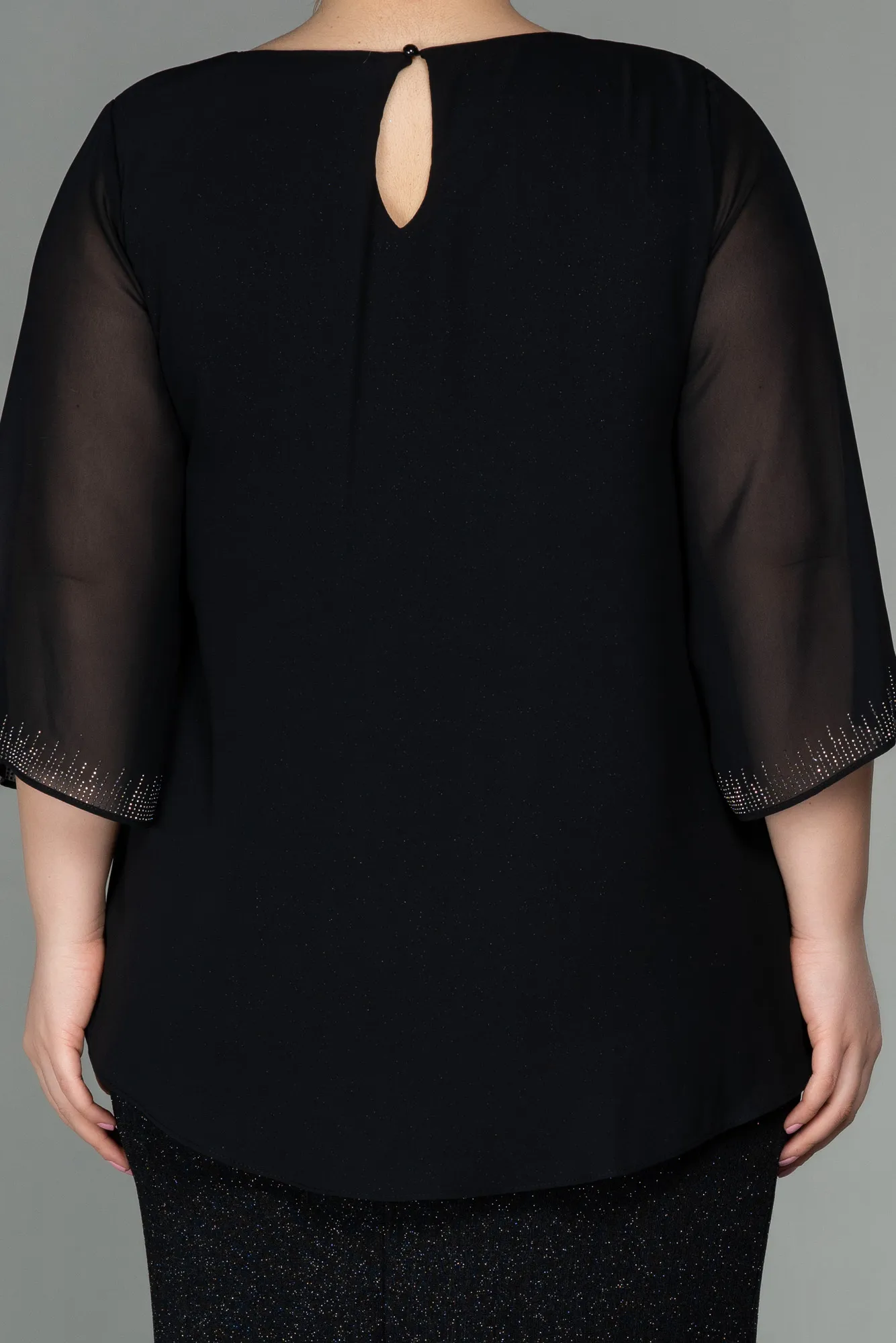 Black-Short Plus Size Evening Dress ABK1593