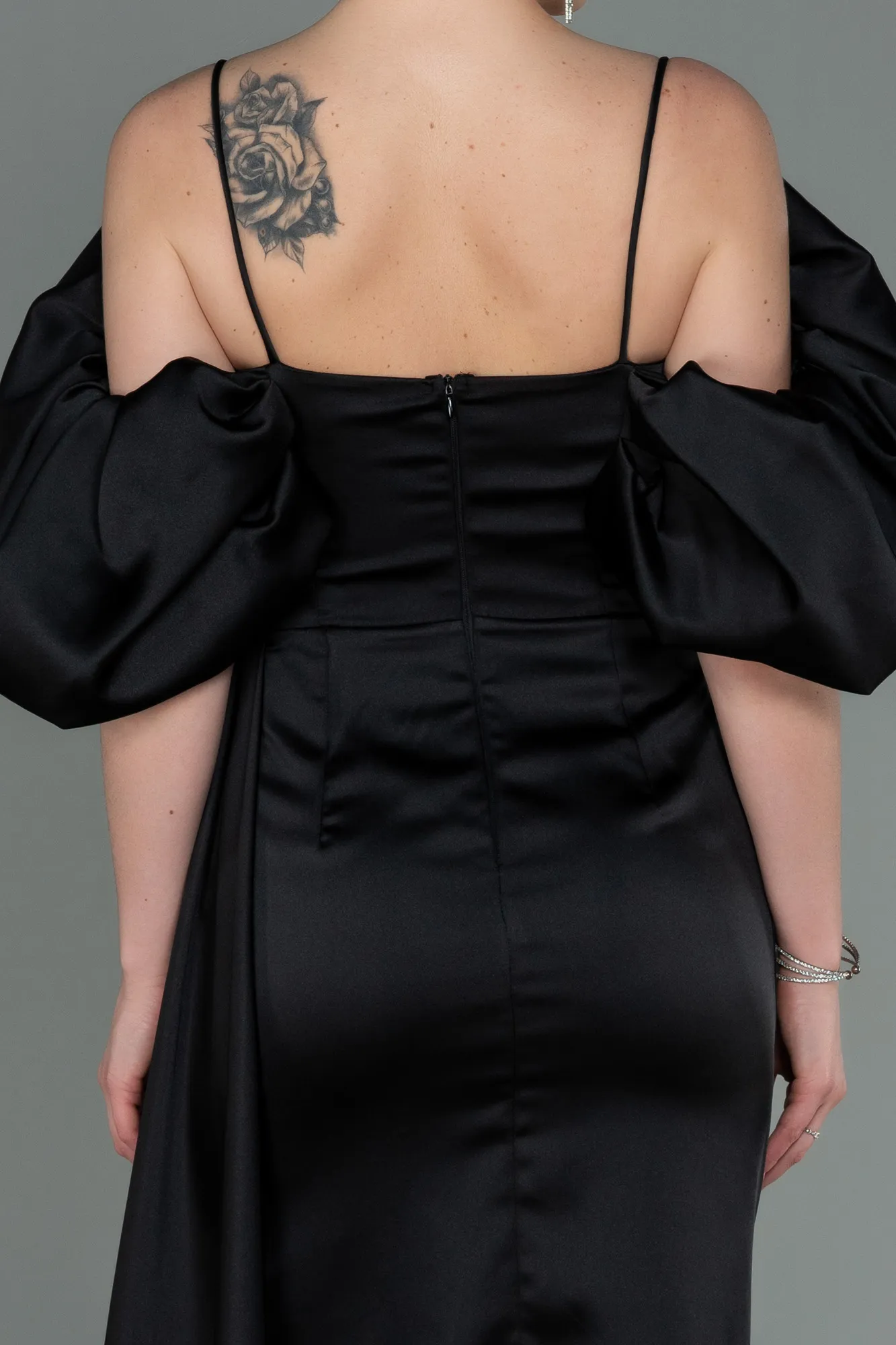 Black-Short Satin Invitation Dress ABK1773