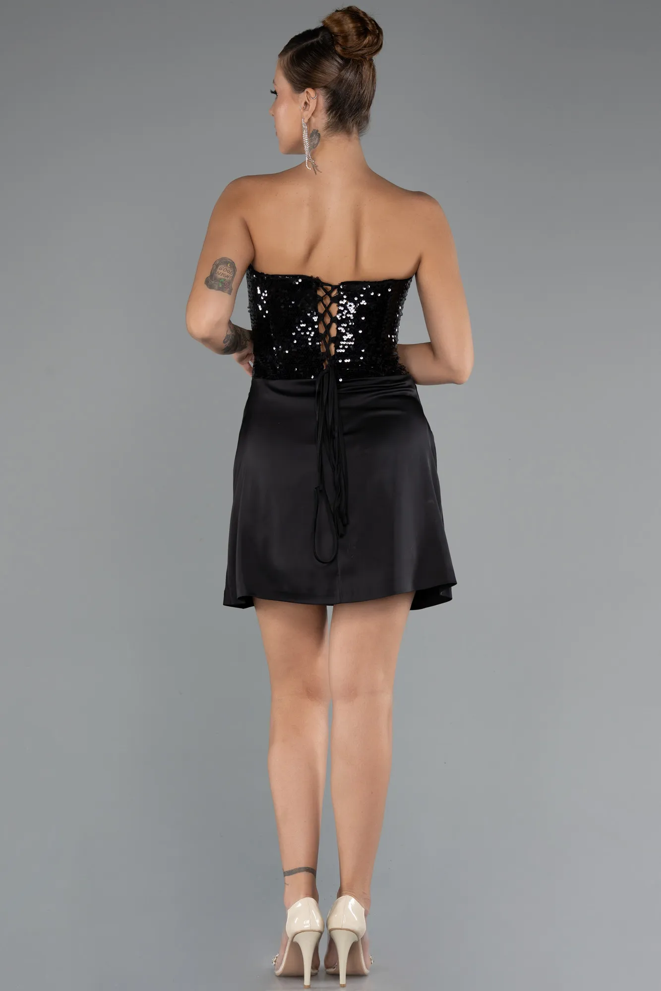 Black-Short Satin Party Dress ABK2446