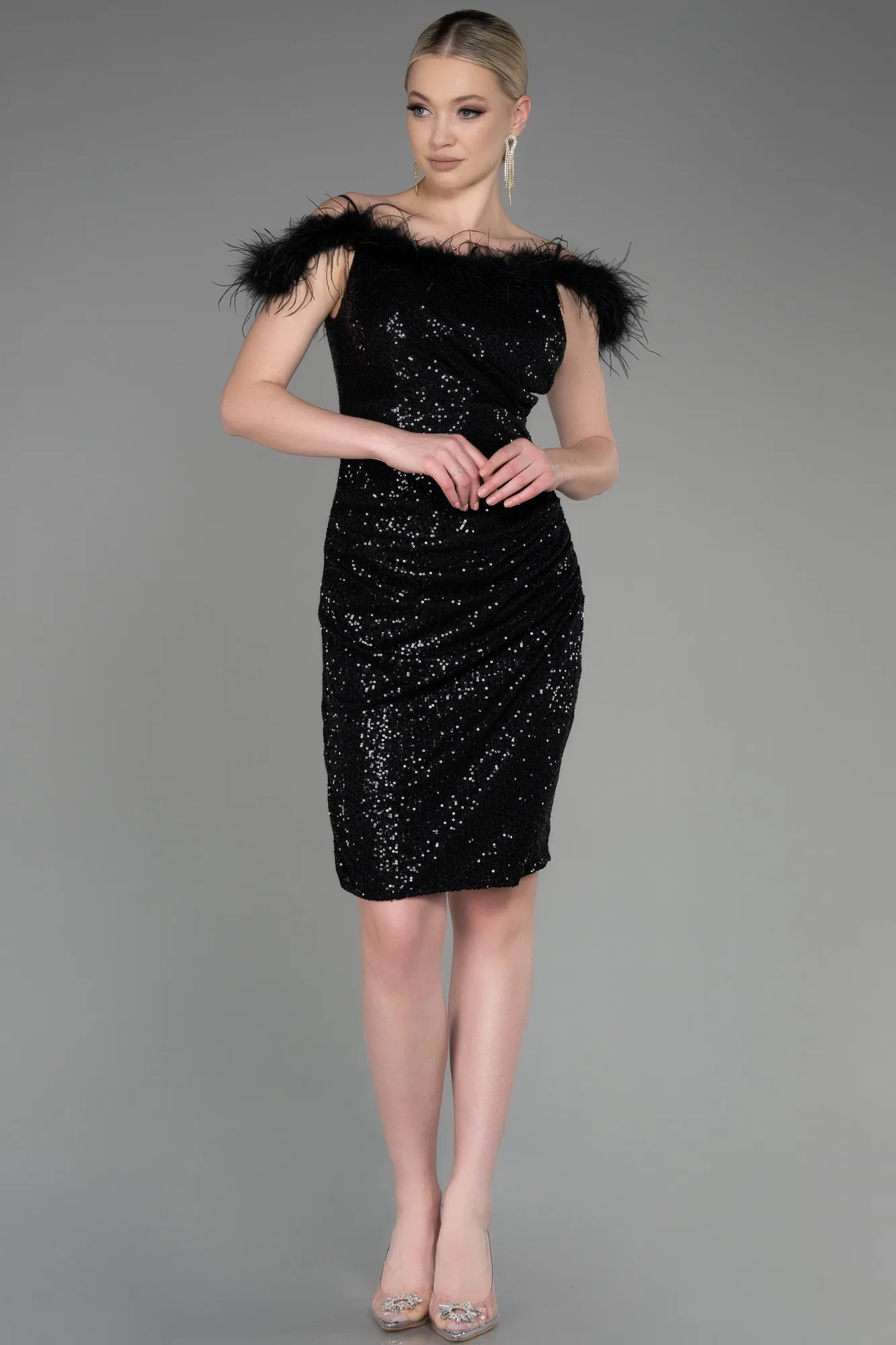 Black-Short Scaly Cocktail Dress ABK2002