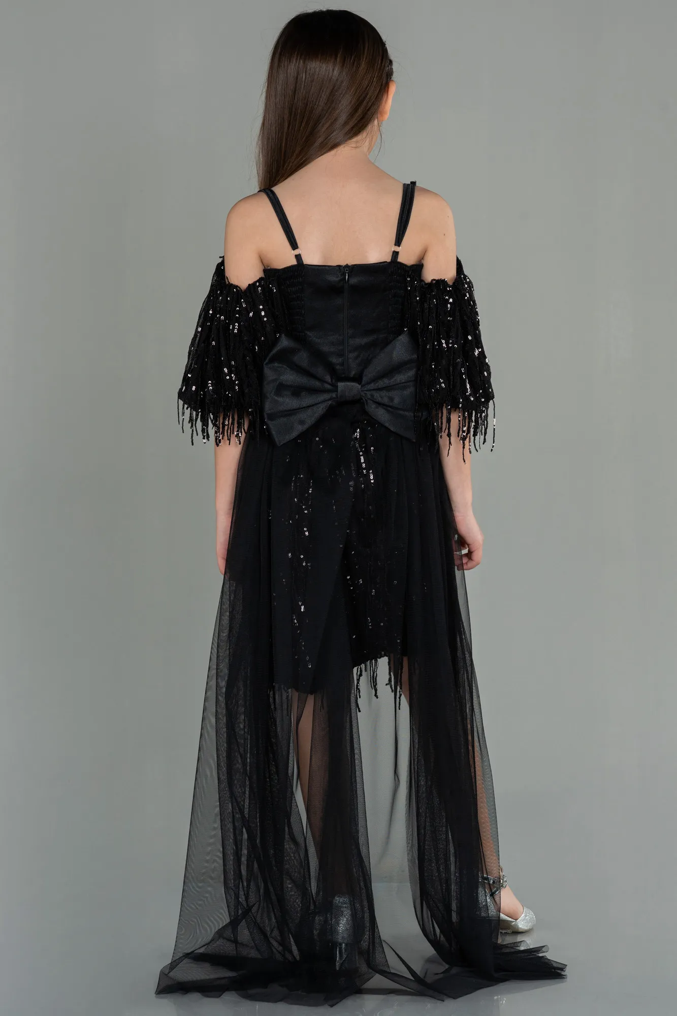 Black-Short Scaly Girl Dress ABK1714