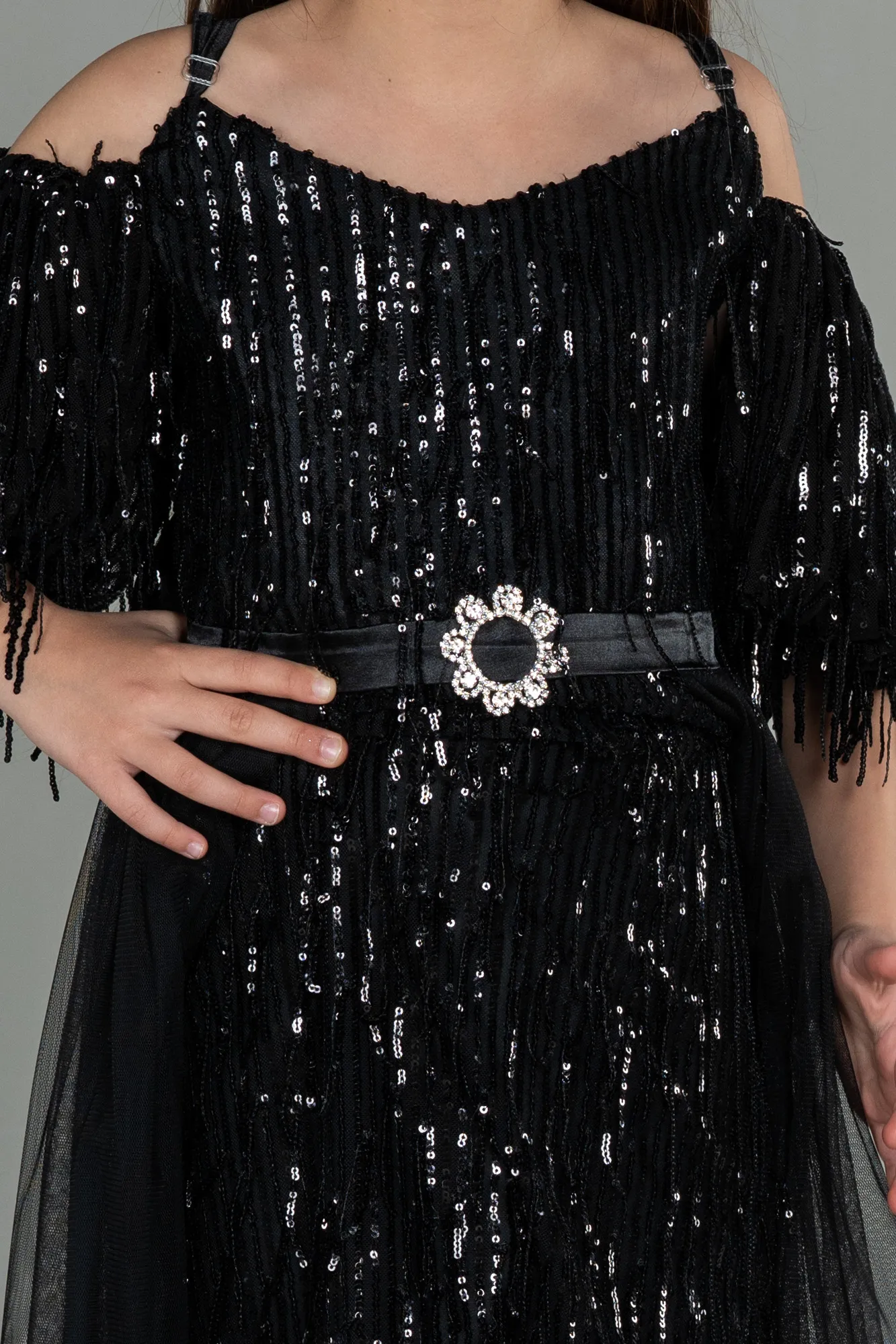 Black-Short Scaly Girl Dress ABK1714