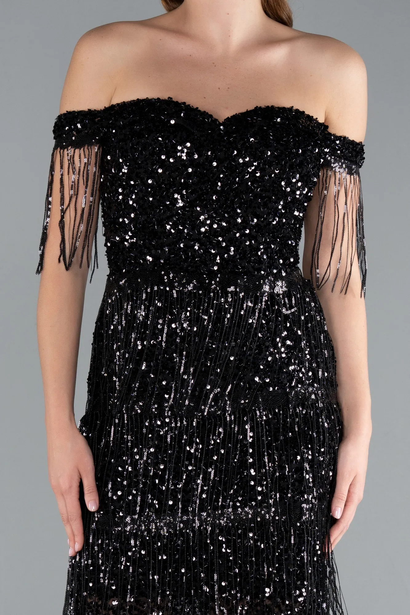 Black-Short Scaly Party Dress ABK2334