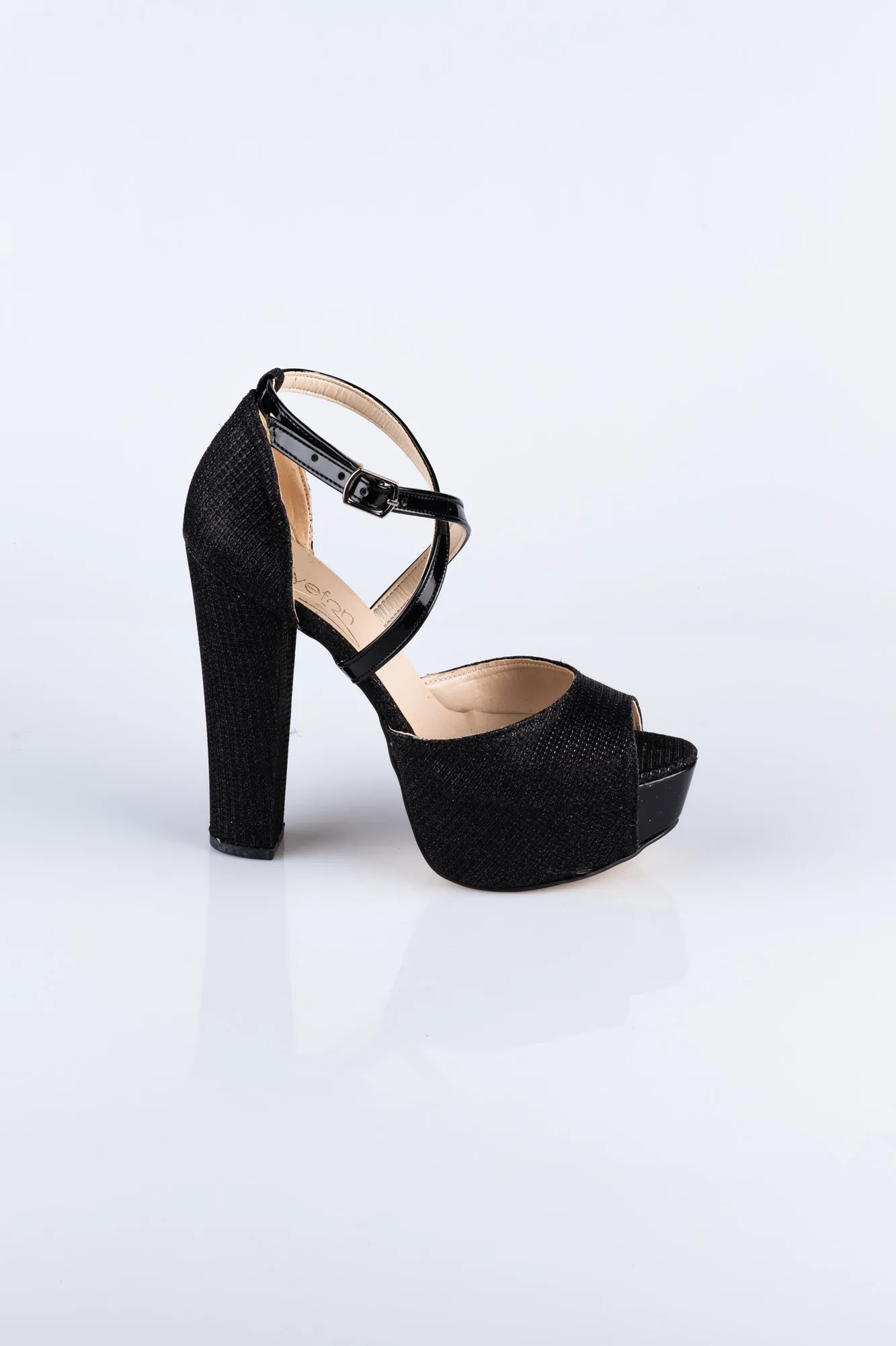 Black-Silvery Platform Heel AB1059