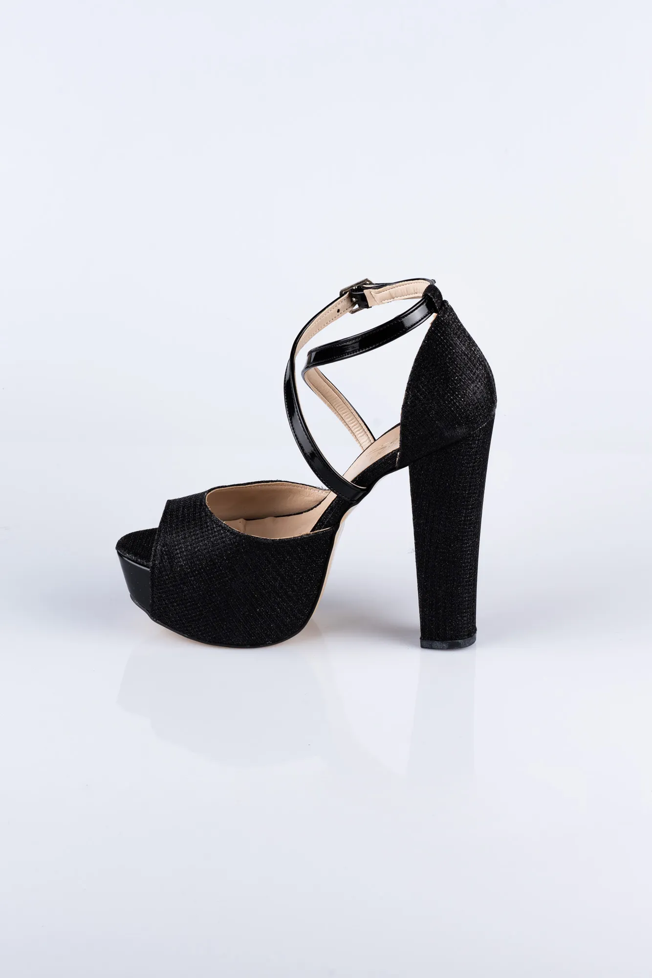 Black-Silvery Platform Heel AB1059