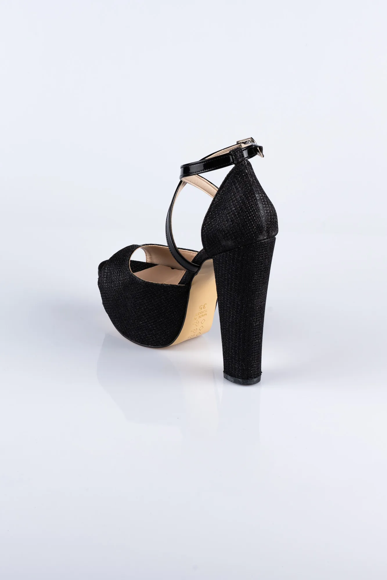 Black-Silvery Platform Heel AB1059