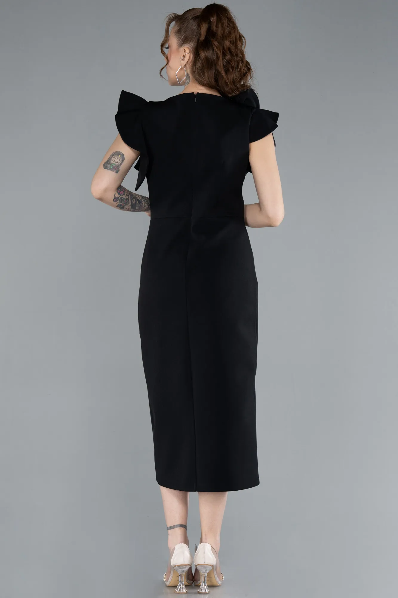 Black-Slit Midi Cocktail Dress ABK2277