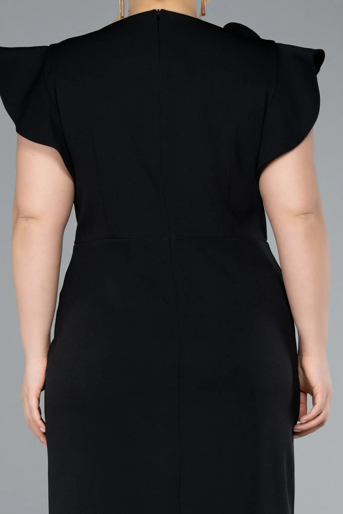 Black-Slit Midi Plus Size Invitation Dress ABK2278