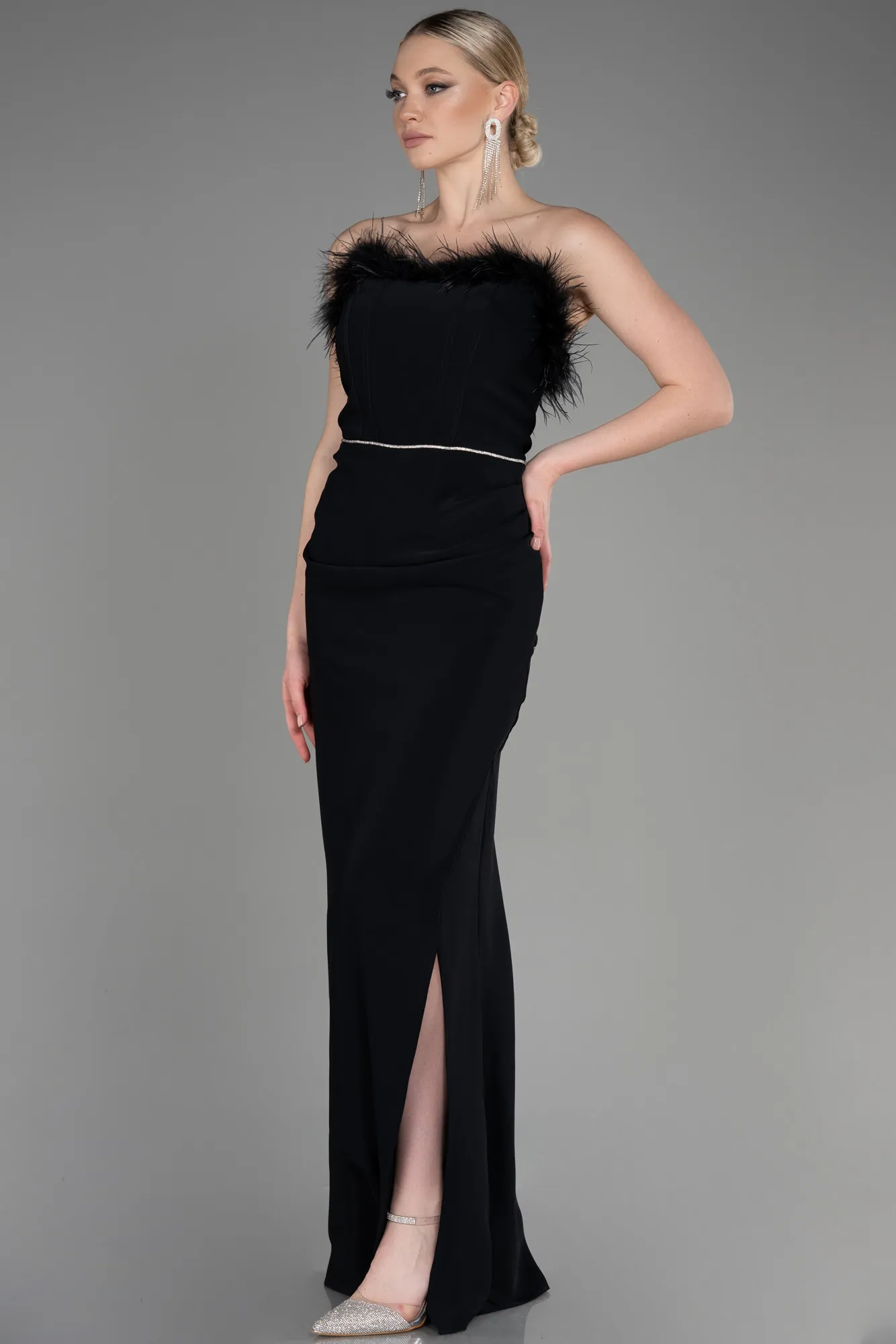 Black-Strapless Long Evening Dress ABU3830