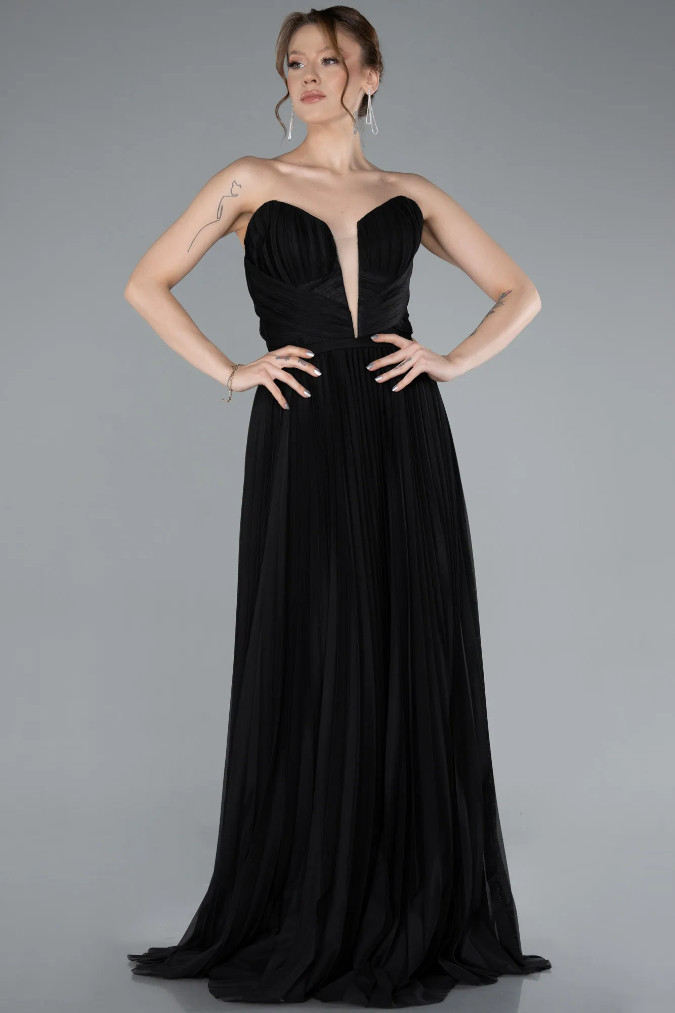 Black-Strapless Long Evening Dress ABU4813