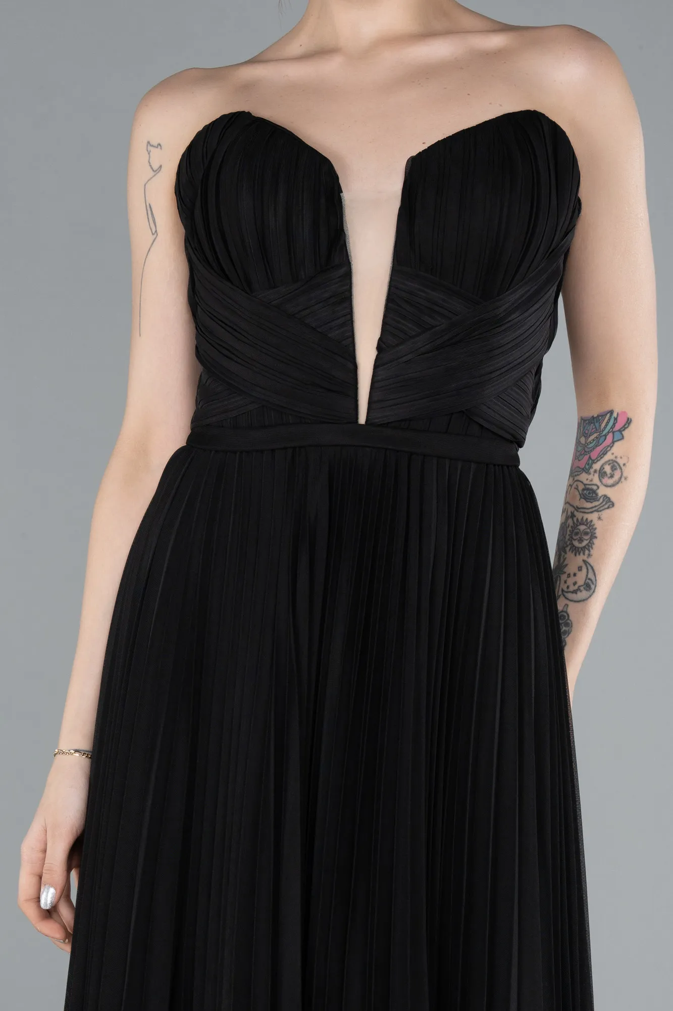 Black-Strapless Long Evening Dress ABU4813