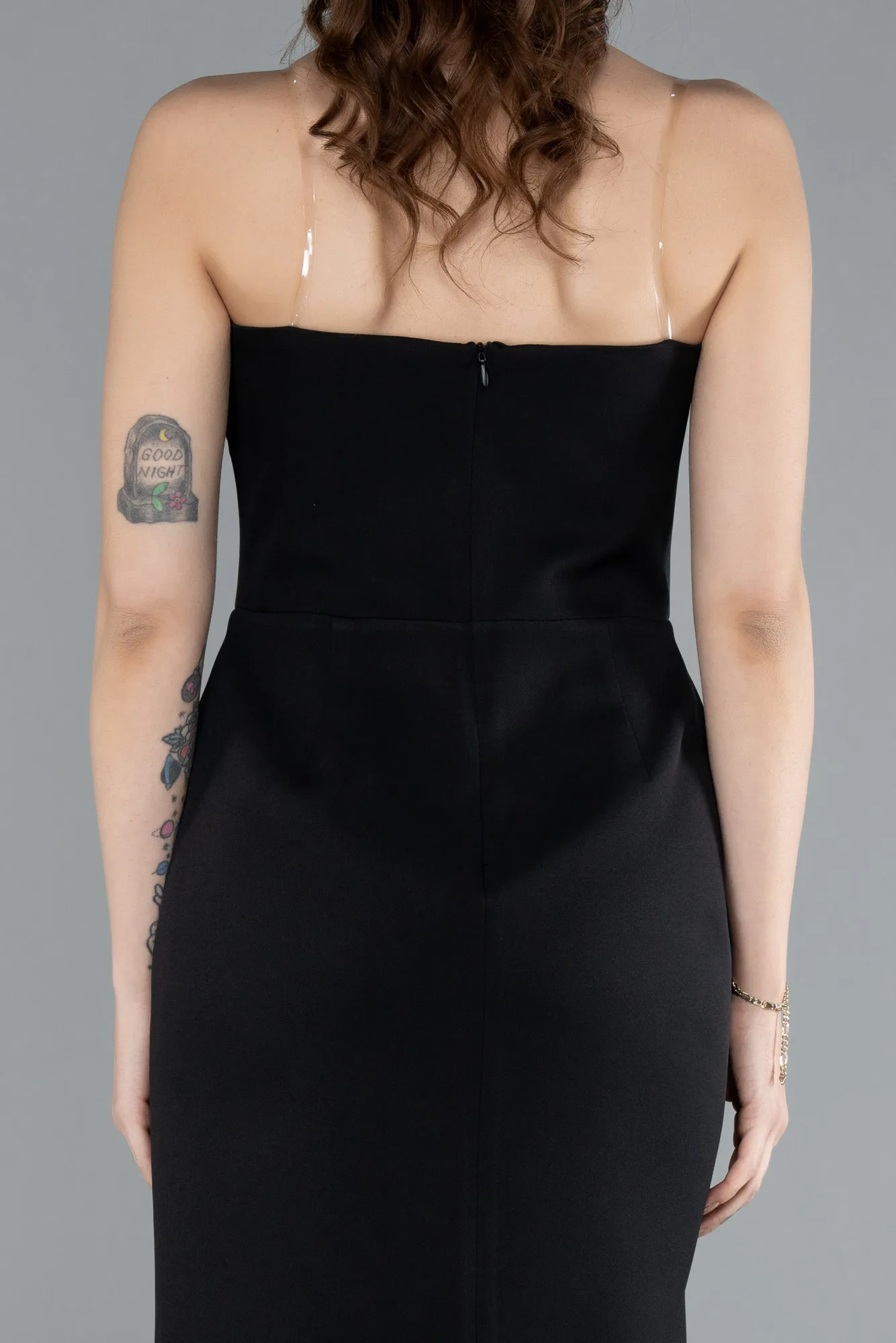 Black-Strapless Midi Cocktail Dress ABK2262