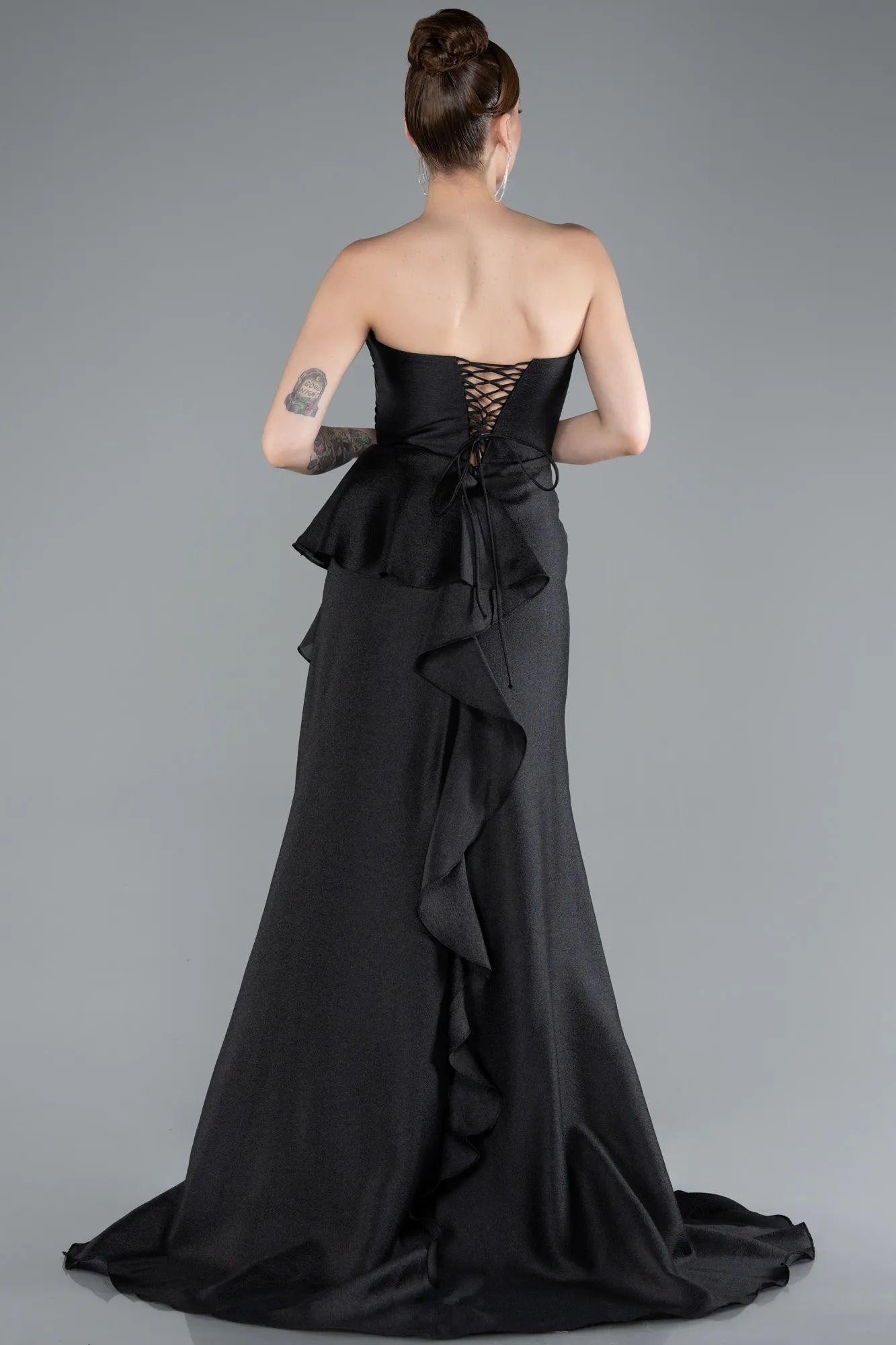 Black-Strapless Slit Long Evening Gown ABU4724