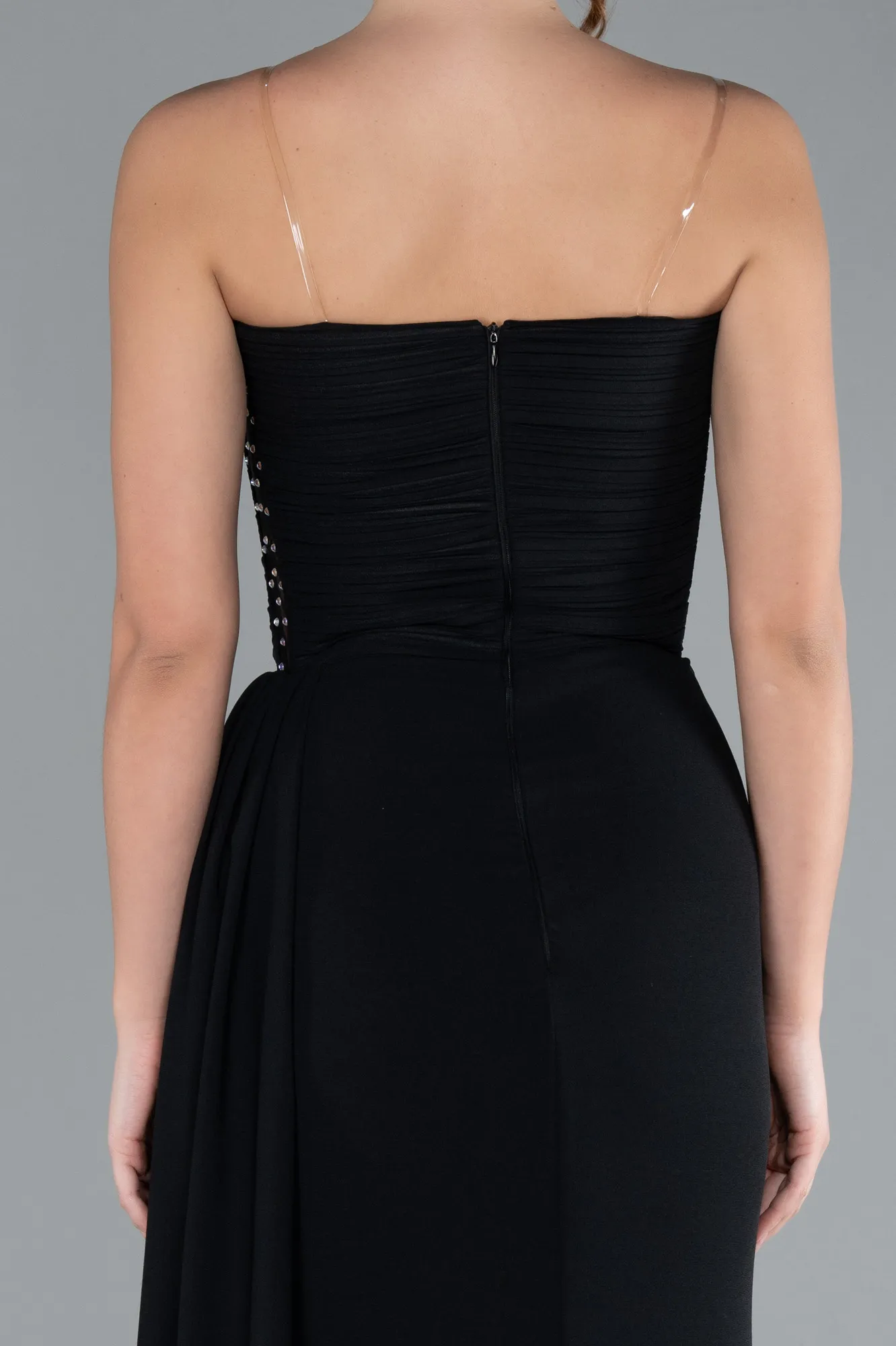 Black-Strapless Slit Long Prom Dress ABU4729